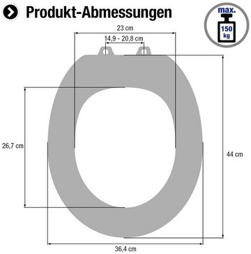 CORNAT WC-Sitz Klassisch weißer Look - Pflegeleichter Duroplast - Quick up, Clean Funktion - Absenkautomatik - Montage von oben / Toilettensitz