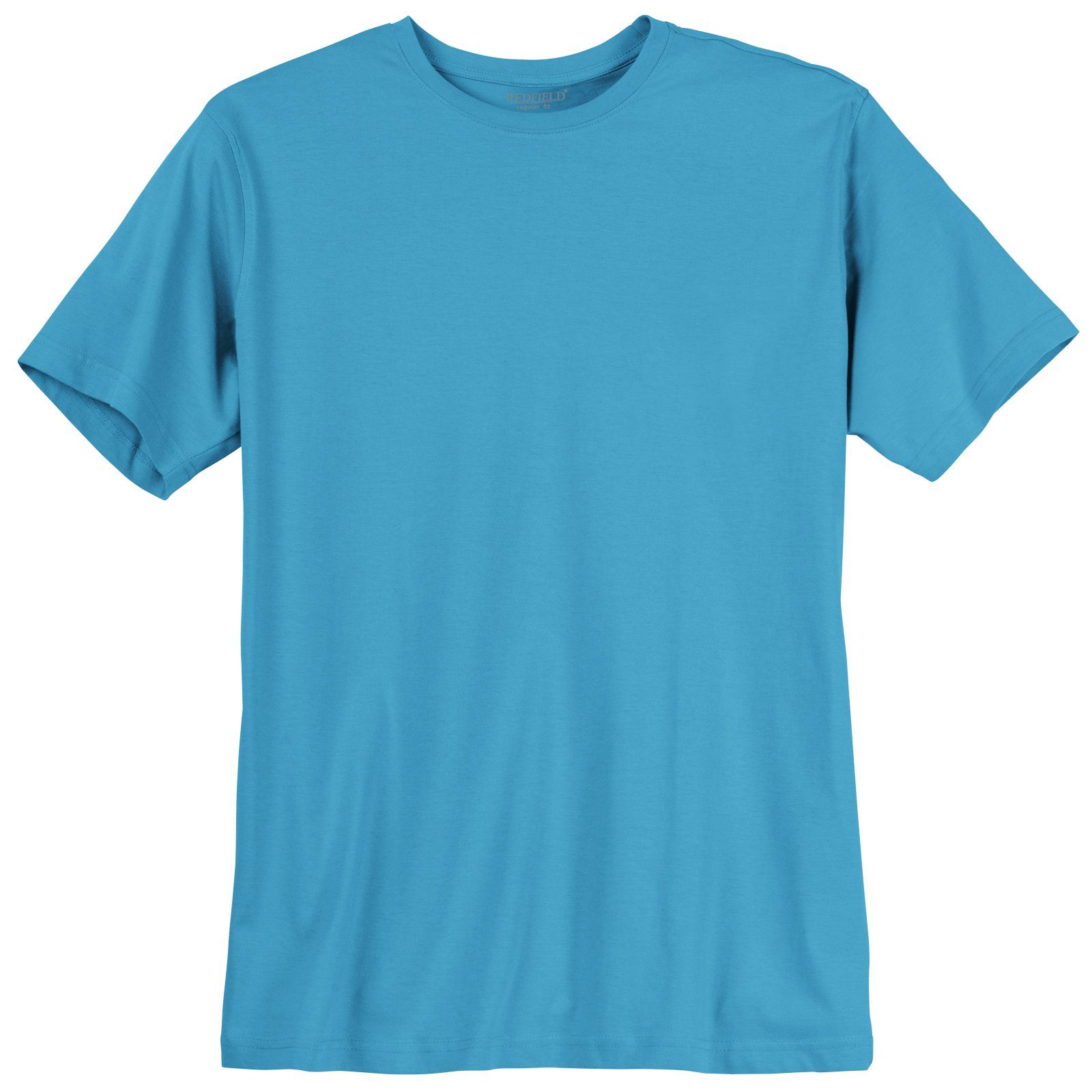 redfield Rundhalsshirt Große Größen Basic Herren T-Shirt azurblau Redfield