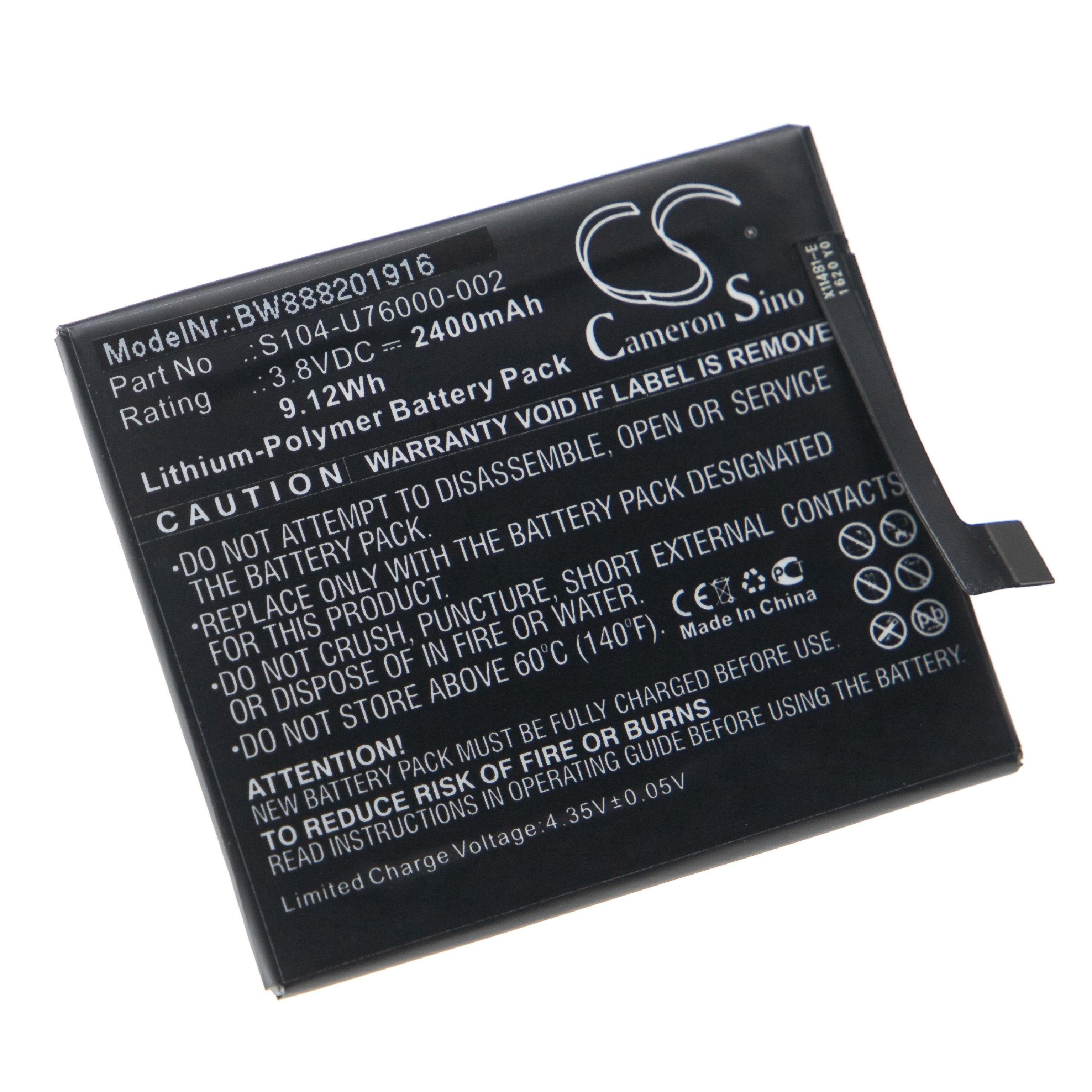 mAh Originalteilebezeichnung S104-U76000-000 Li-Polymer) 2400 (2400mAh, 3,8V, Ersatz vhbw für Baugleiche Smartphone-Akku für Mobilfunk Wiko