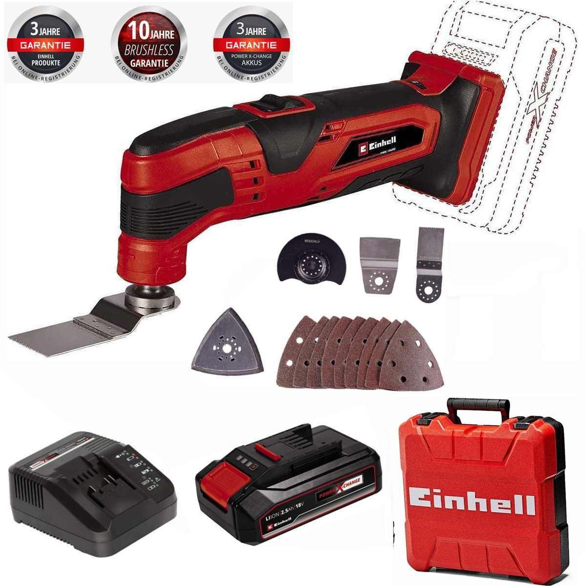 Einhell Akku-Multifunktionswerkzeug Multifunktionswerkzeug TC-MG 18 Li 18V Akku 2.5 Ah Ladegerät + Koffer – Bild 2 von 5