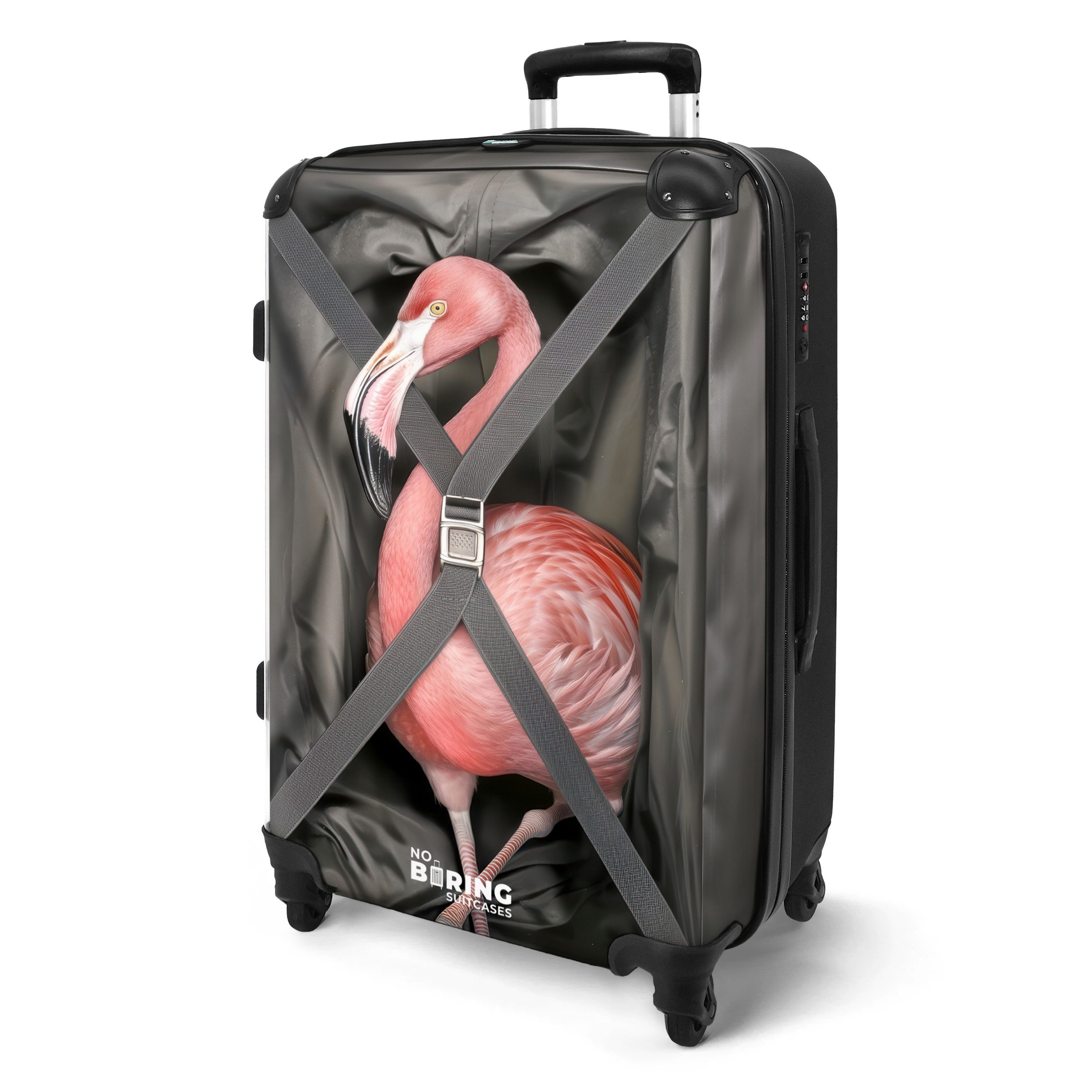 NoBoringSuitcases.com© Hartschalen-Trolley Flamingo auf dem Weg günstig online kaufen