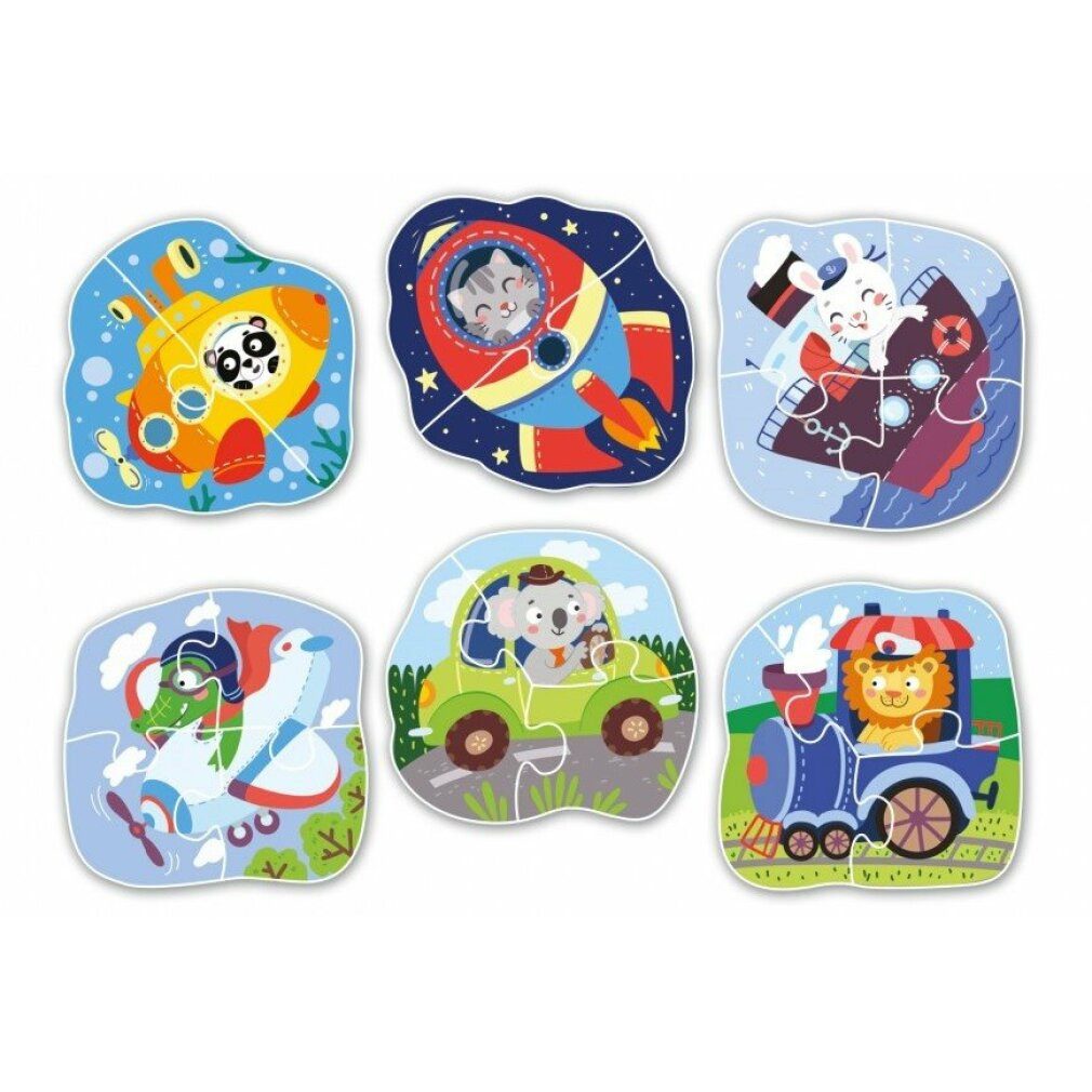 dodo Puzzle DODO Puzzle Tiere und Transport 6in1 (2,3,4 Teile), Puzzleteile