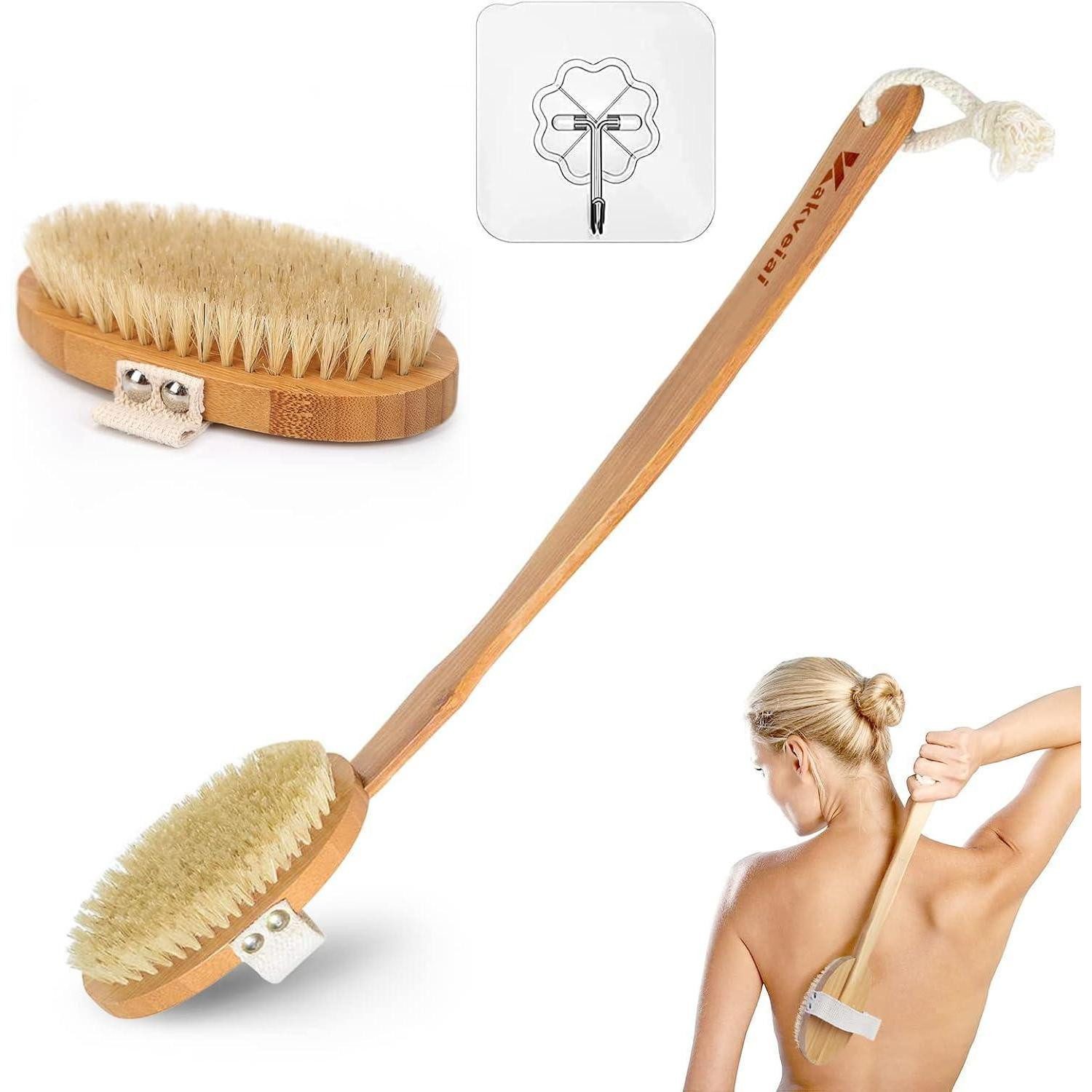 LuxusKollektion Badebürste Badebürste mit langem Stiel und abnehmbarem Griff - 2X Bürstenkopf