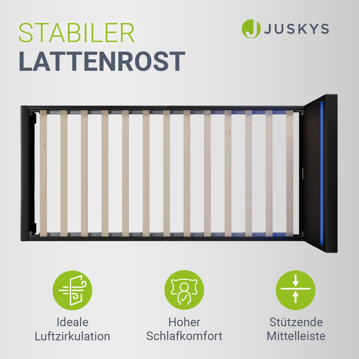 Juskys Polsterbett Paris, 90x200 cm, Kunstleder, hohes Kopfteil, robustes Bett, Lattenrost