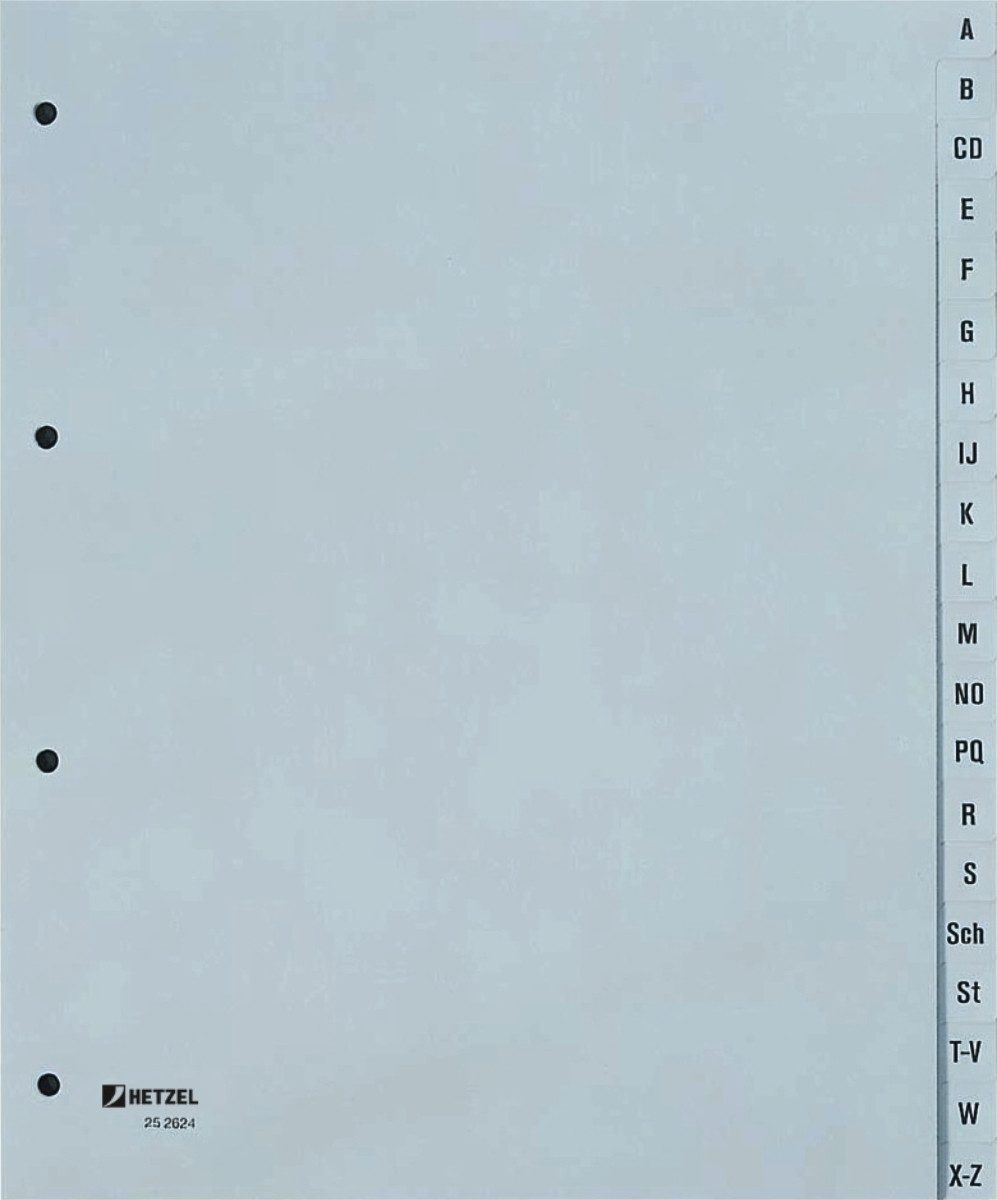 HETZEL Aktenordner Register A4+ A-Z PP grau (10 Stück)