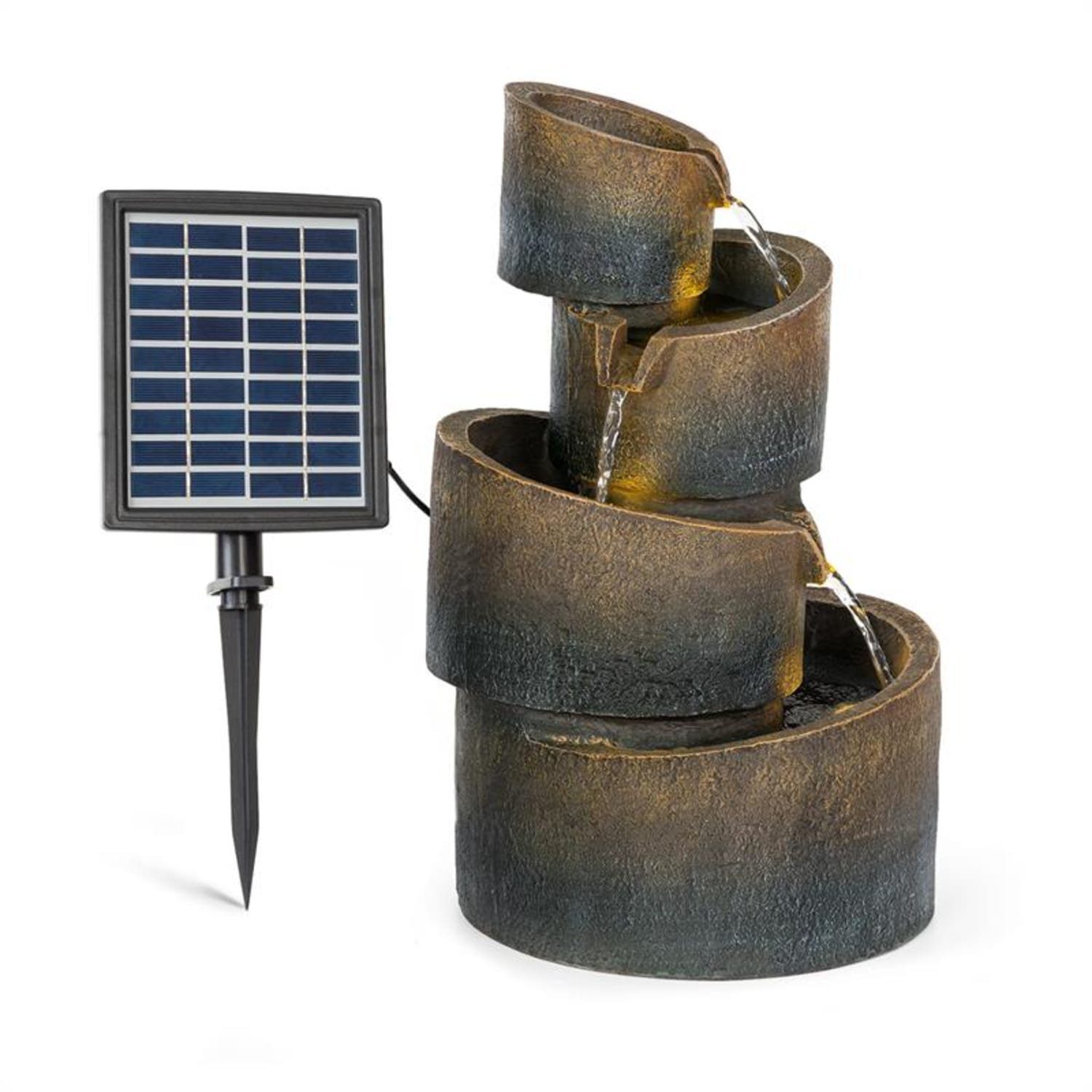 blumfeldt Anschlussmaterial), Breite, Mantua Solarbrunnen, Kaskadenbrunnen brunnen 29 outdoor Solarpanel;LED-Beleuchtung solar und cm Wasserspiel (Set, zier zimmer led-beleuchtung spring terasse