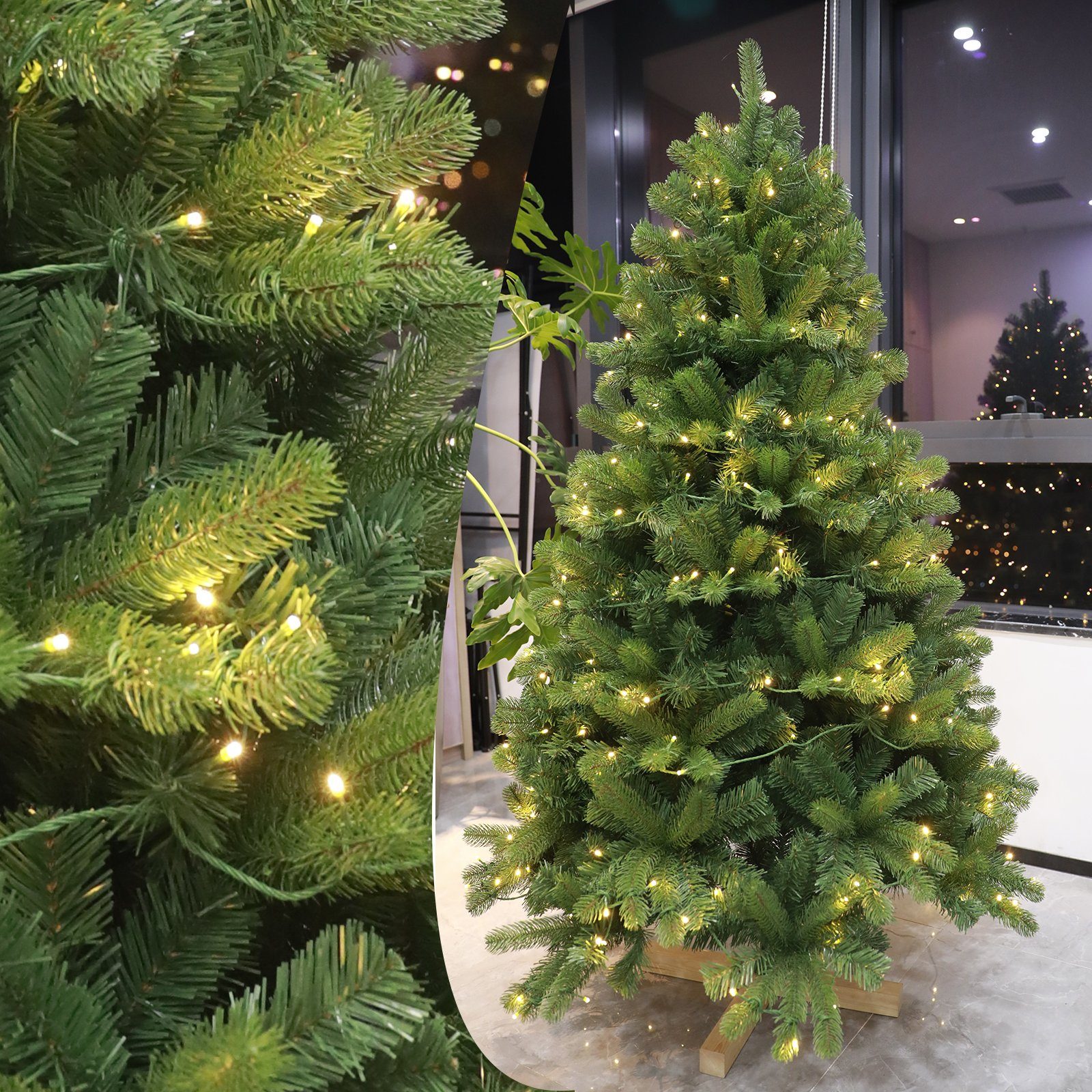 TAB Künstlicher Weihnachtsbaum PE/PVC Tannenbaum mit Holzständer