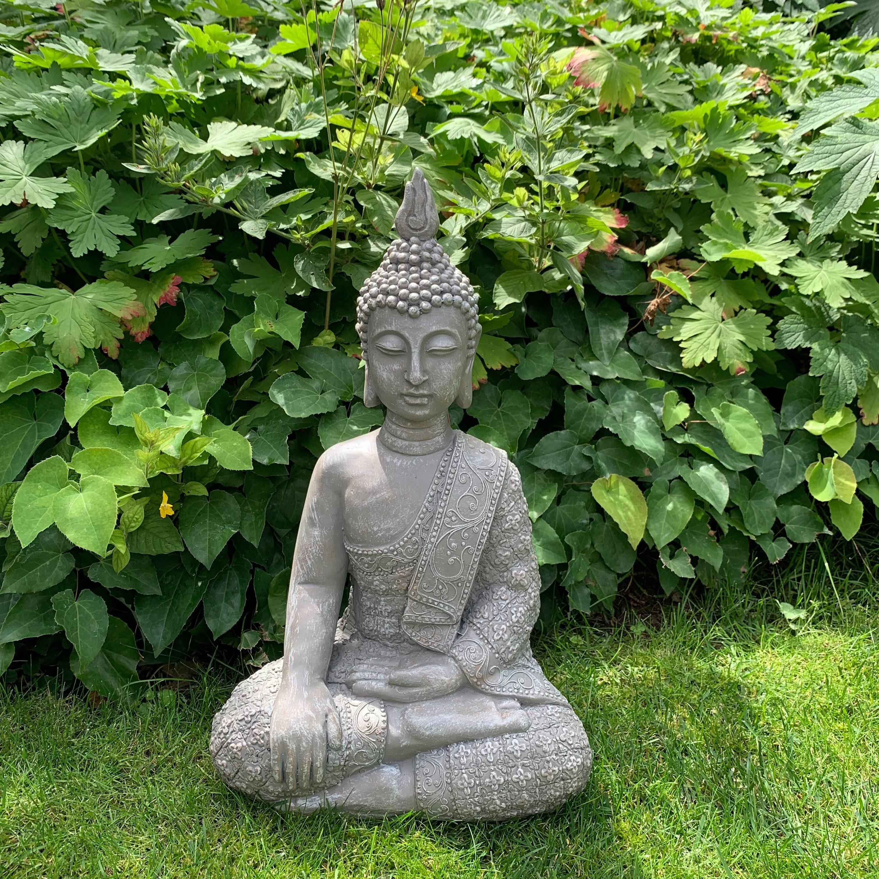 große Beton Feng Thai (1, Steinfigur 45cm Wellness Kunststein Shui Art Gartendeko Buddha Gartenfigur), Statue Deko Buddhafigur K&L Wall