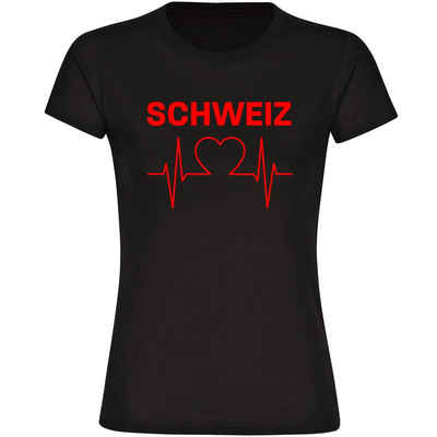 multifanshop T-Shirt Damen Schweiz - Herzschlag - Frauen