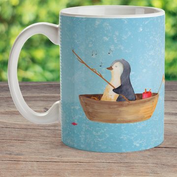 Mr. & Mrs. Panda Kinderbecher Pinguin Angelboot - Eisblau - Geschenk, Kunststoffgeschirr, optimisti, Kunststoff, Mikrowellenbeständig