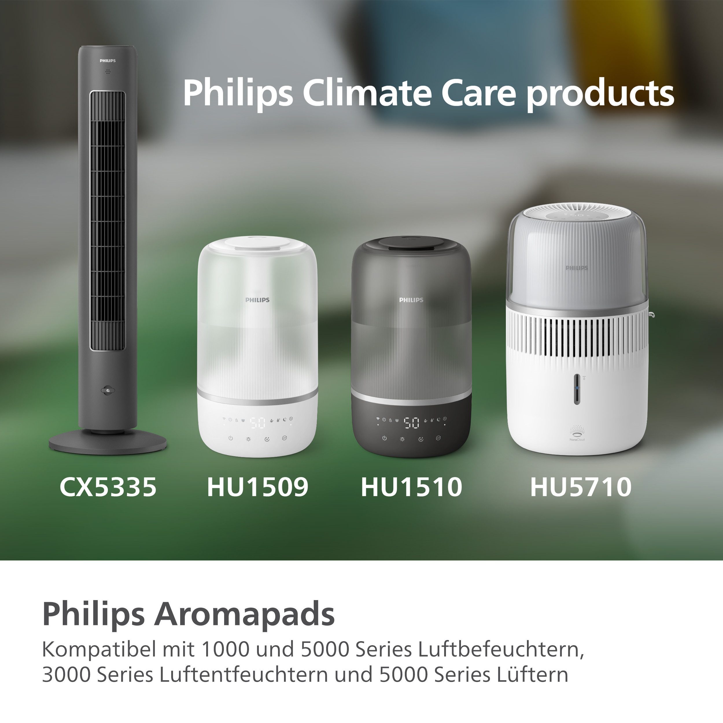 Philips Geruchsfilter FY5100/00 kompatibel mit Philips Climate Care Produkten, Zubehör für CX5535, DE3203, DE3306, HU1509, HU1510, HU5710, Bis zu 24 Monate verwendbar