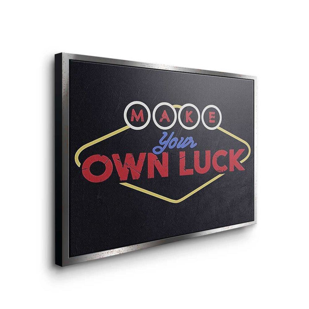 DOTCOMCANVAS® Leinwandbild, Premium Motivation Leinwandbild - - Make Rahmen schwarzer - Luck Mindset own your