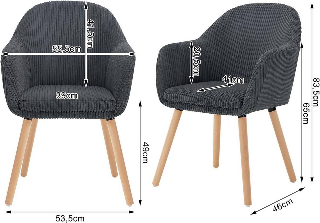 Woltu Esszimmerstuhl (4 St), Esszimmerstuhl, mit Armlehnen, aus Cord