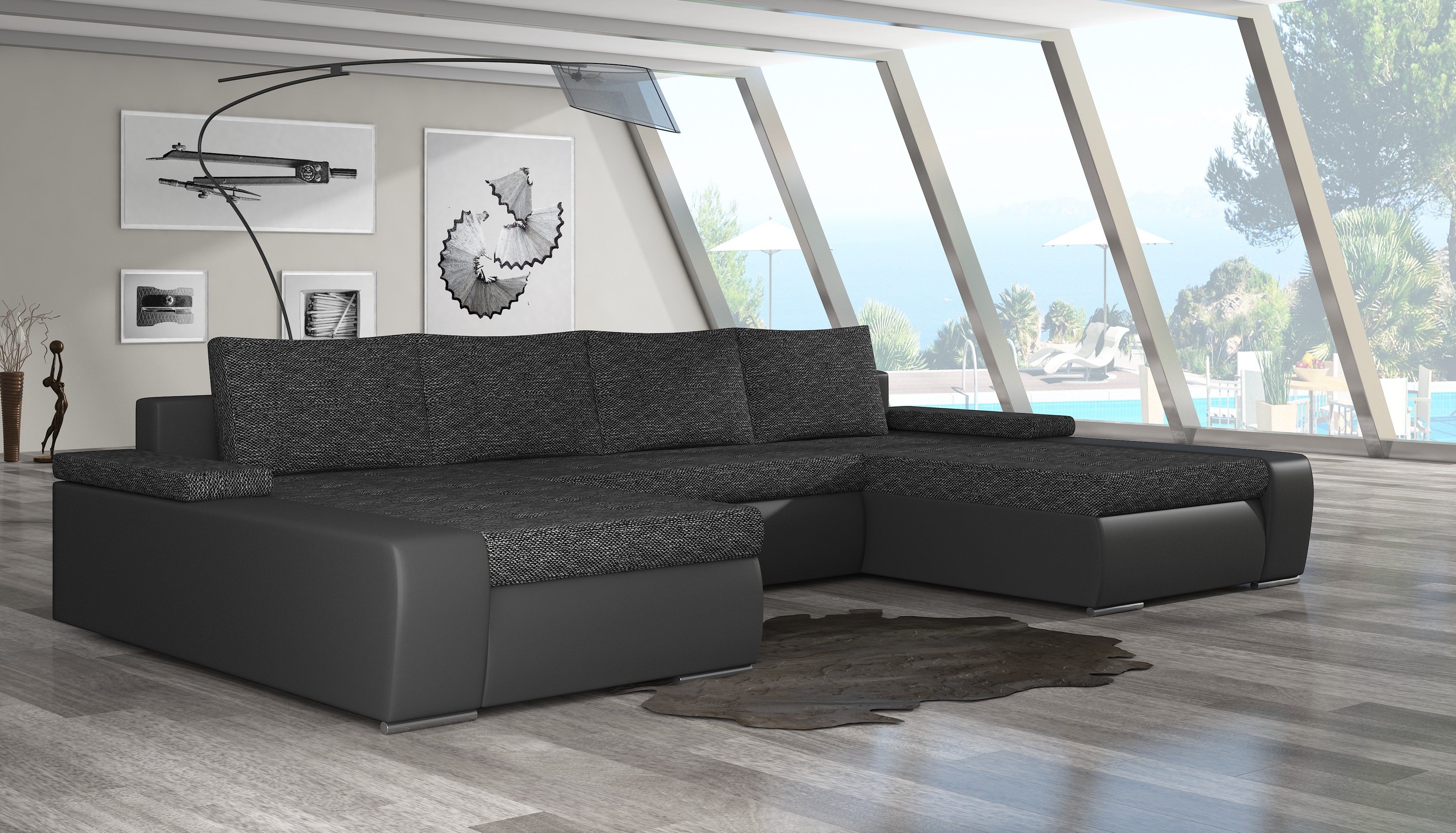 Xlmoebel Wohnlandschaft XXL Big Schlafsofa Relax Garnitur Polster Couch für Wohnzimmer, Wohnlandschaft, Made in Europa