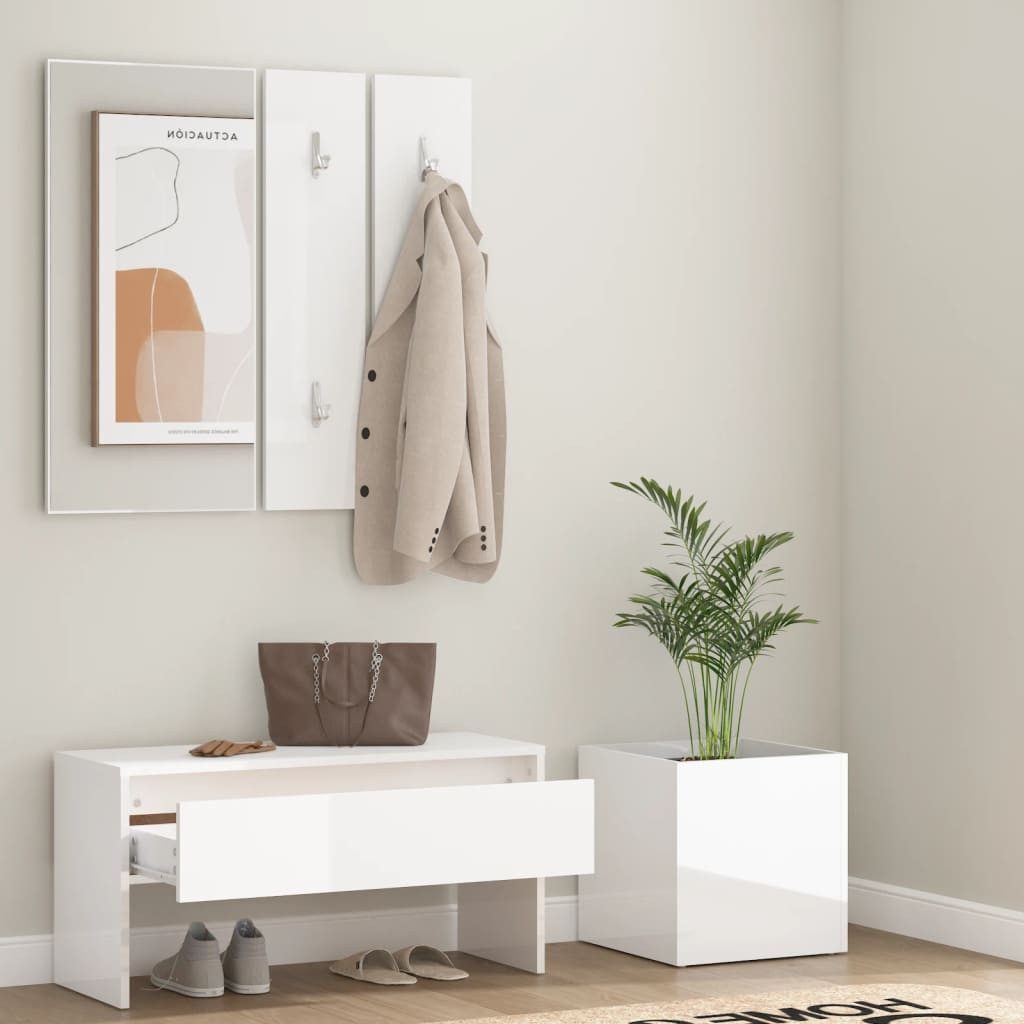 vidaXL Garderoben-Set Garderoben-Set Hochglanz-Weiß Holzwerkstoff günstig online kaufen