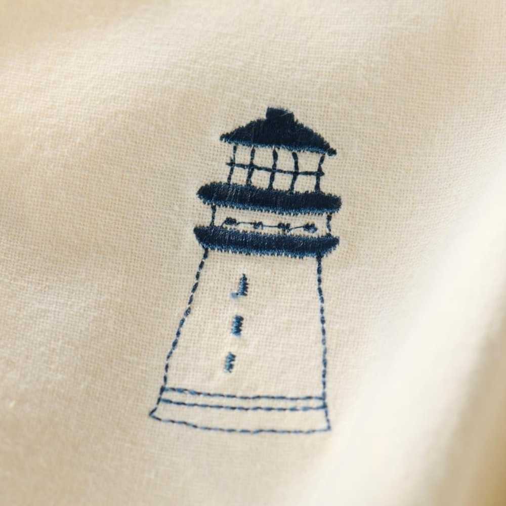 Ib Laursen Stoffserviette IB Laursen Stoffserviette ATLANTIS Creme Weiß mit LEUCHTTURM