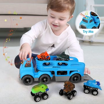 BeebeeRun Lernspielzeug LKW Spielzeug (für Jungen 3+ Jahren), mit Friktionstransporter Lichtern und Sirenengeräuschen