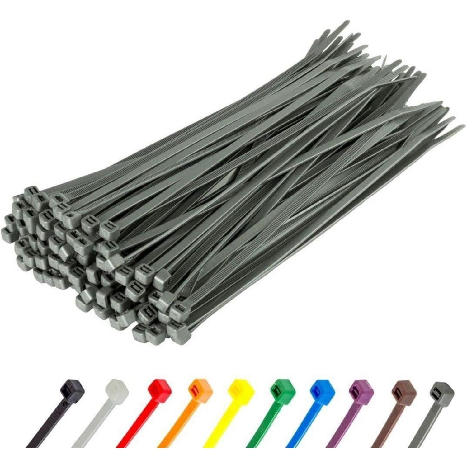 LuxusKollektion Kabelbinder Kabelbinder 100 Stück grau 22,2kg Zugfestigkeit 200 mm x 4,8 mm Silber