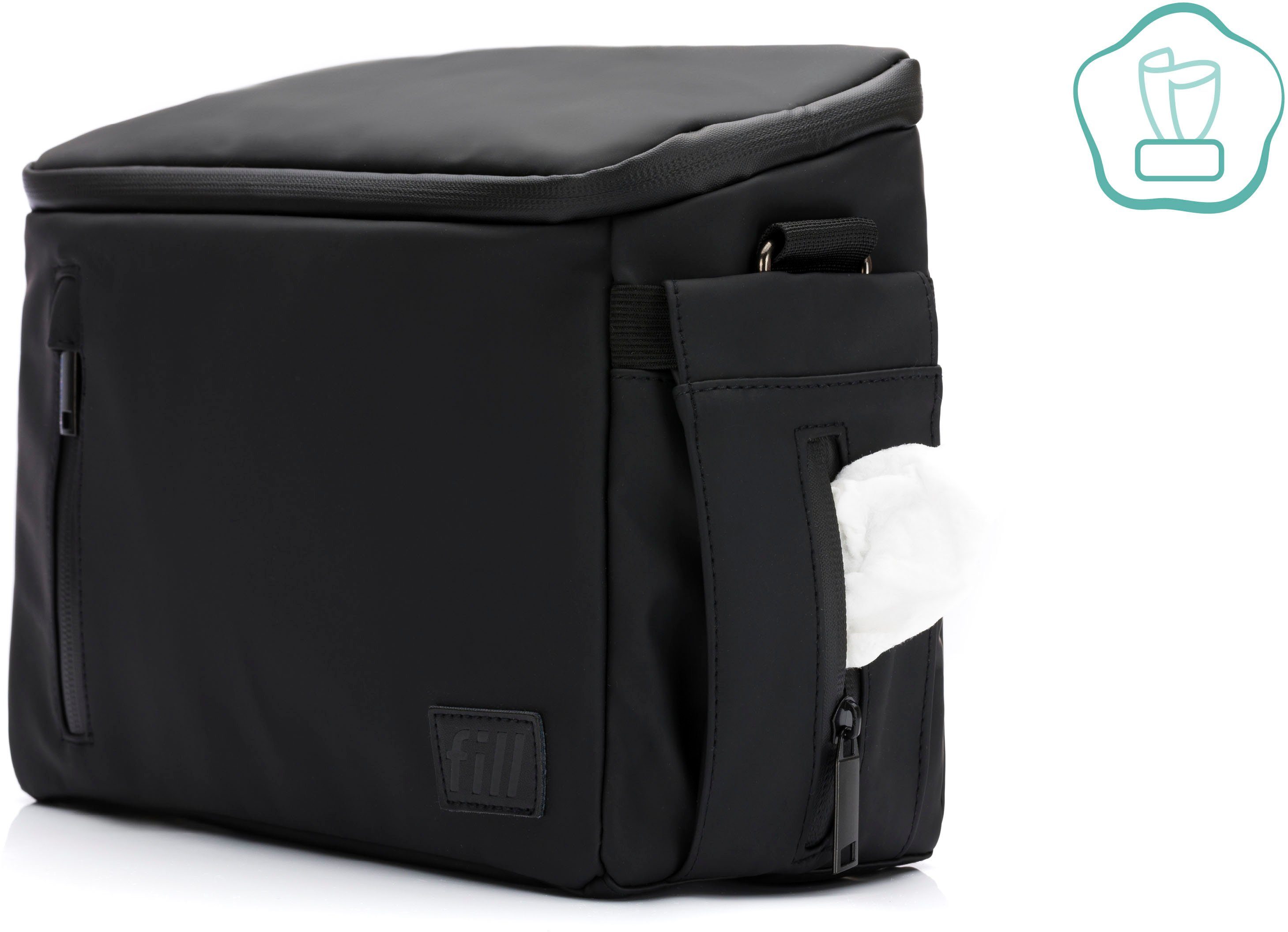 Fillikid Kinderwagen-Tasche Buggy Organizer Larvik, schwarz, inkl. Wickelunterlage