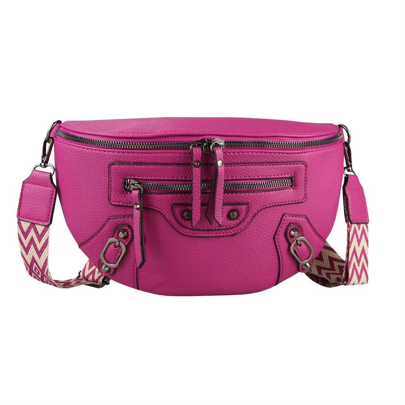 ITALYSHOP24 Bauchtasche Damen Gürteltasche Umhängetasche Bodybag Schultertasche CrossOver, Hüfttasche, Brusttasche, Crossbody, Muster Taschengurt, leicht Gewicht Pink