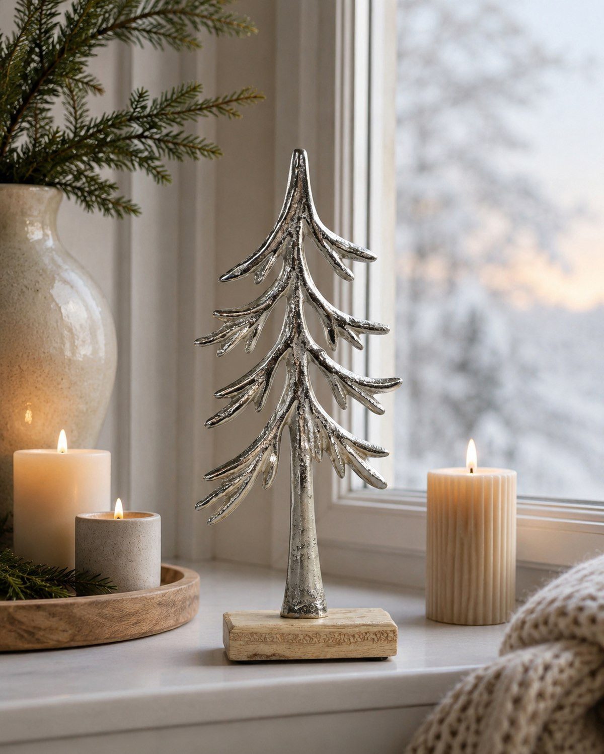 RIFFELMACHER & WEINBERGER Christbaumschmuck Baum zum Stellen, 23x5 cm, Aluminium silber, Wi