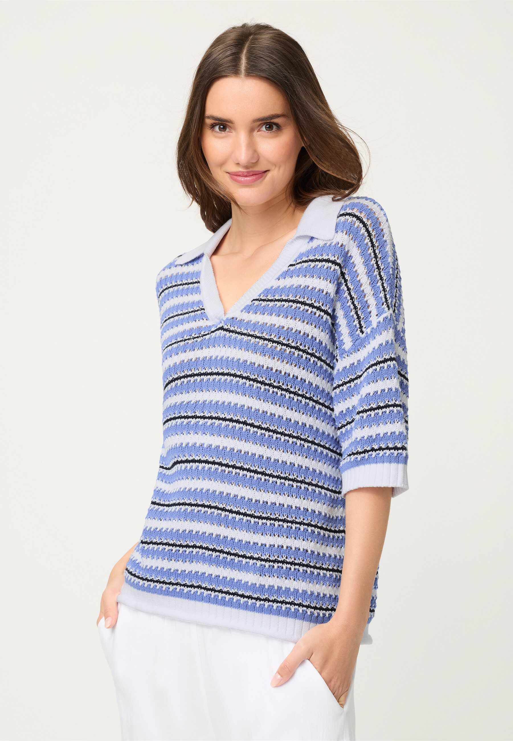 Olsen Strickpullover mit Streifen-Dessin