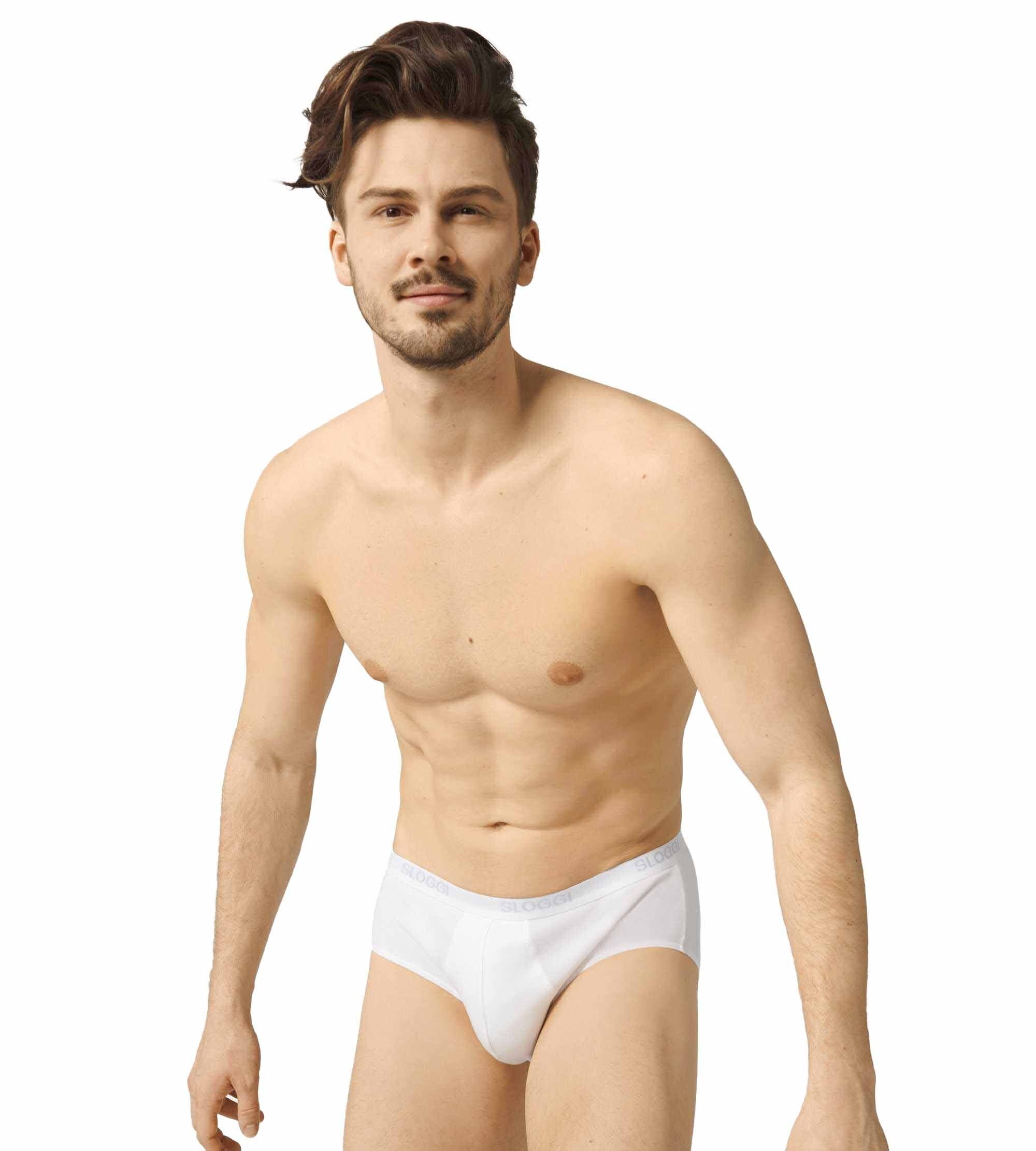 Sloggi Slip Herren Slips, 2er Unterwäsche Basic Pack Weiß - Midi