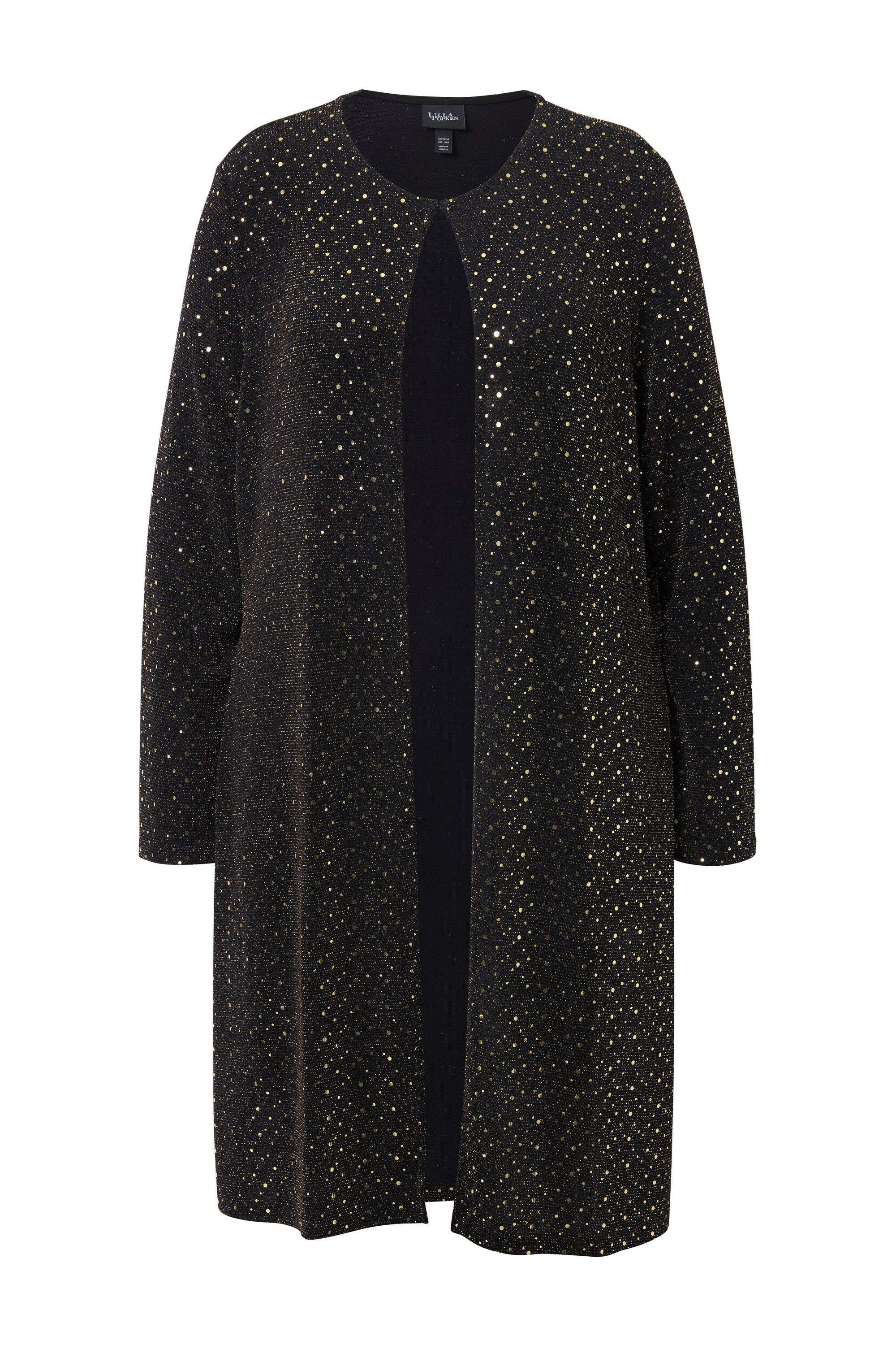 Ulla Popken Kimono Jacke lange offene Form Glitzer-Mesh Pailletten, Langfor günstig online kaufen