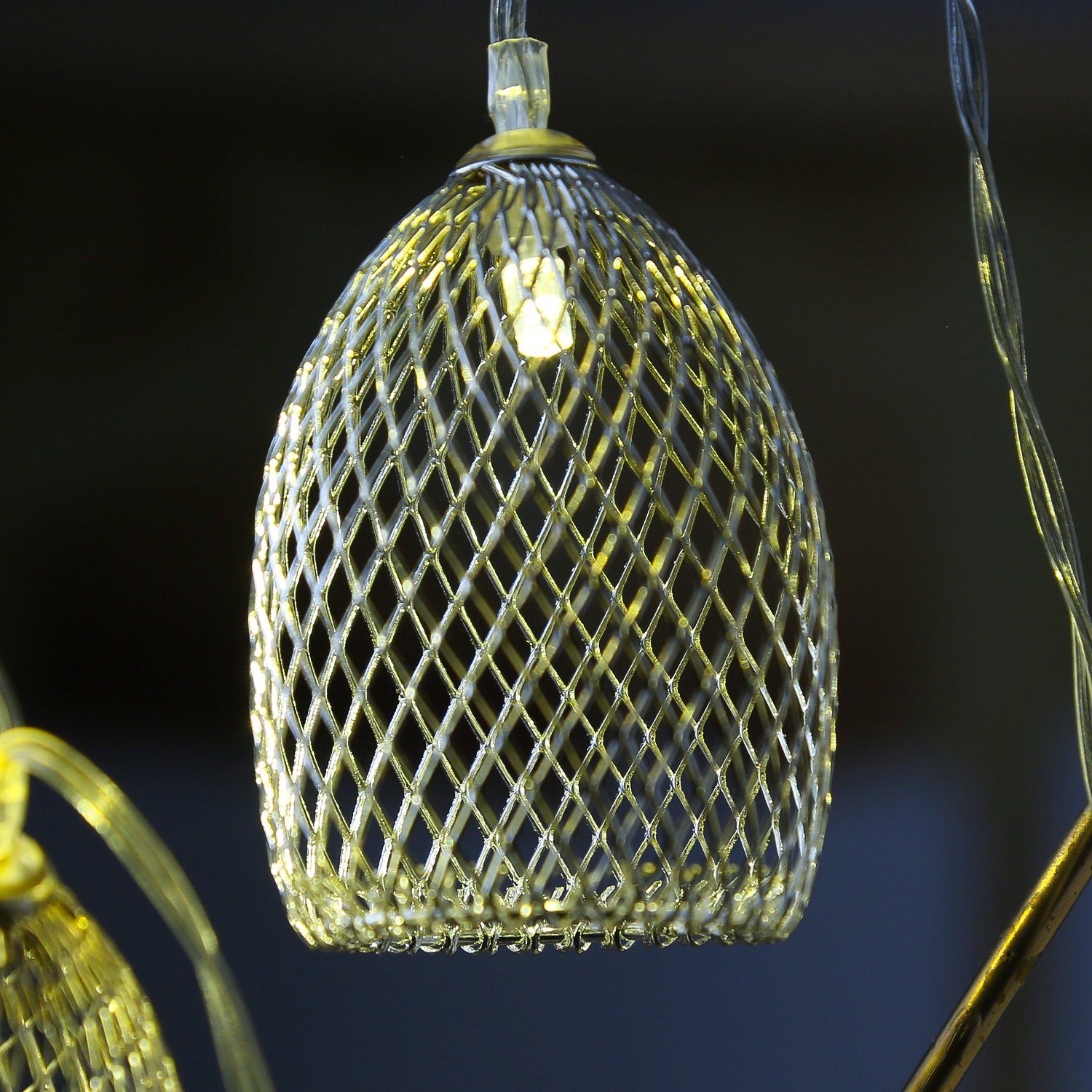 MARELIDA LED-Lichterkette LED Deko Lichterkette Glamour 10 silberne Lampenschirme 1,8m Hochzeit, 10-flammig