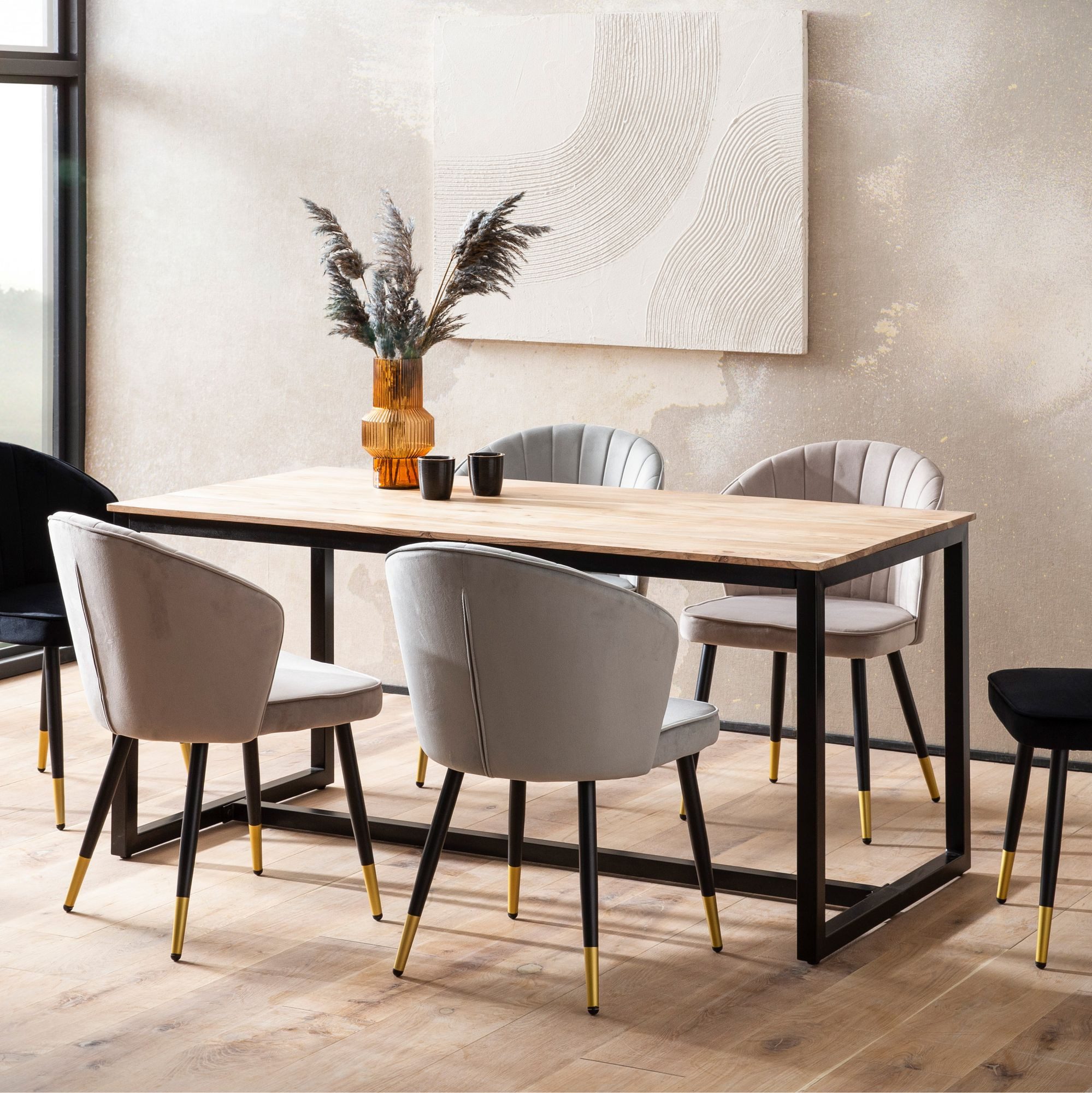 FINEBUY Esstisch FB106137 Esszimmertisch 120 cm Akazie Massivholz Küchentisch Loft (Esszimmertisch Klein, Holztisch Esszimmer Modern), 120x60x76 cm, Akazie Massivholz Rechteckig, Modern