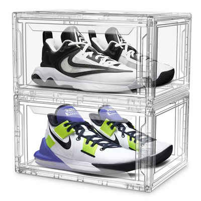 GalaxyCat Aufbewahrungsbox 2x Sneaker Box, Schuhaufbewahrung Transparent, Stapelbar, 20x26x37 (2 St), Schuhbox