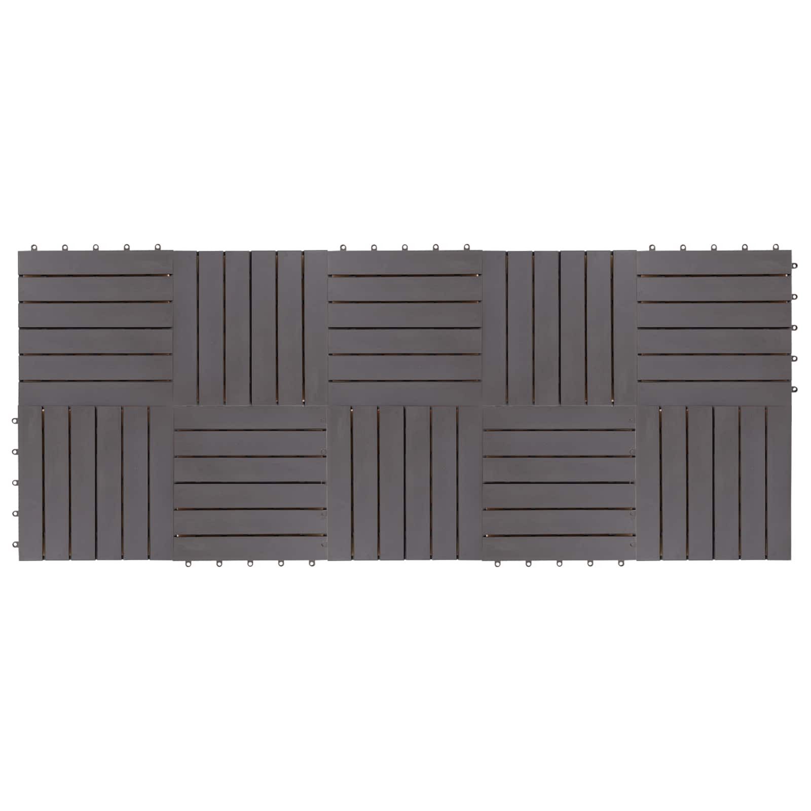 vidaXL Terrassendielen Terrassenfliese 10 stk. Grau 30 x 30 cm n-Hartholz, BxL: je 30x30 cm, (10-St)