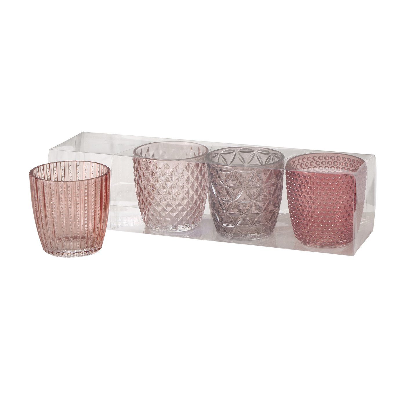 BOLTZE GRUPPE Teelichthalter Teelichthalter Marilu Glas lackiert rose mix H.7,5 cm Ø.7,5cm 4-teilig