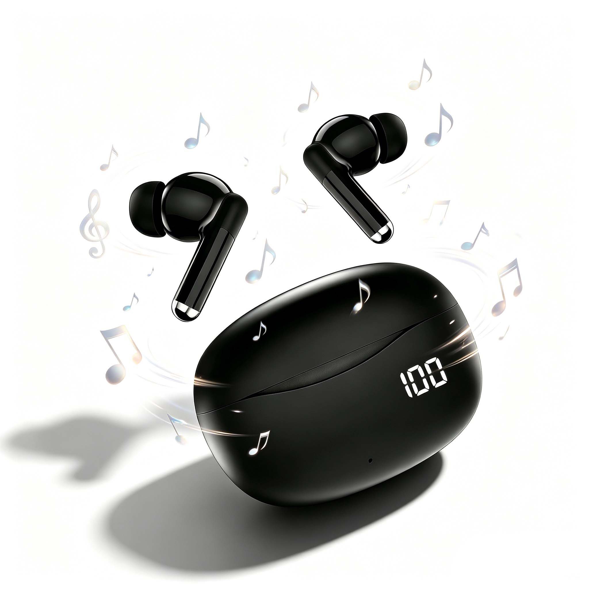 VSIUO In-Ear-Kopfhörer, Kabelloses Bluetooth 5.4 HiFi-Stereo-Headset 2026 wireless In-Ear-Kopfhörer (Touch-Steuerung, IP54, 40h Akku, LED, Tiefbass, Noise-Cancelling)