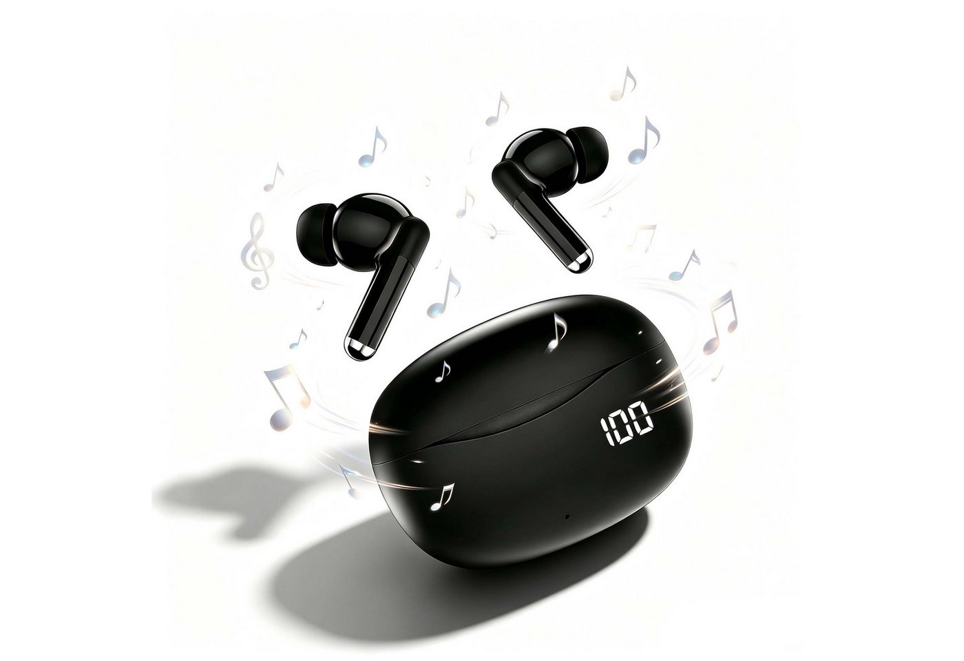 VSIUO In-Ear-Kopfhörer, Kabelloses Bluetooth 5.4 HiFi-Stereo-Headset 2026 wireless In-Ear-Kopfhörer (Touch-Steuerung, IP54, 40h Akku, LED, Tiefbass, Noise-Cancelling)