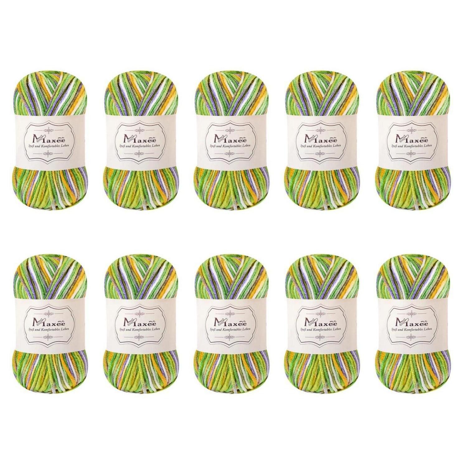 LuxusKollektion Häkelnadeln Häkelgarn Farbverlauf 10x50g bunt Acryl, 10 St.