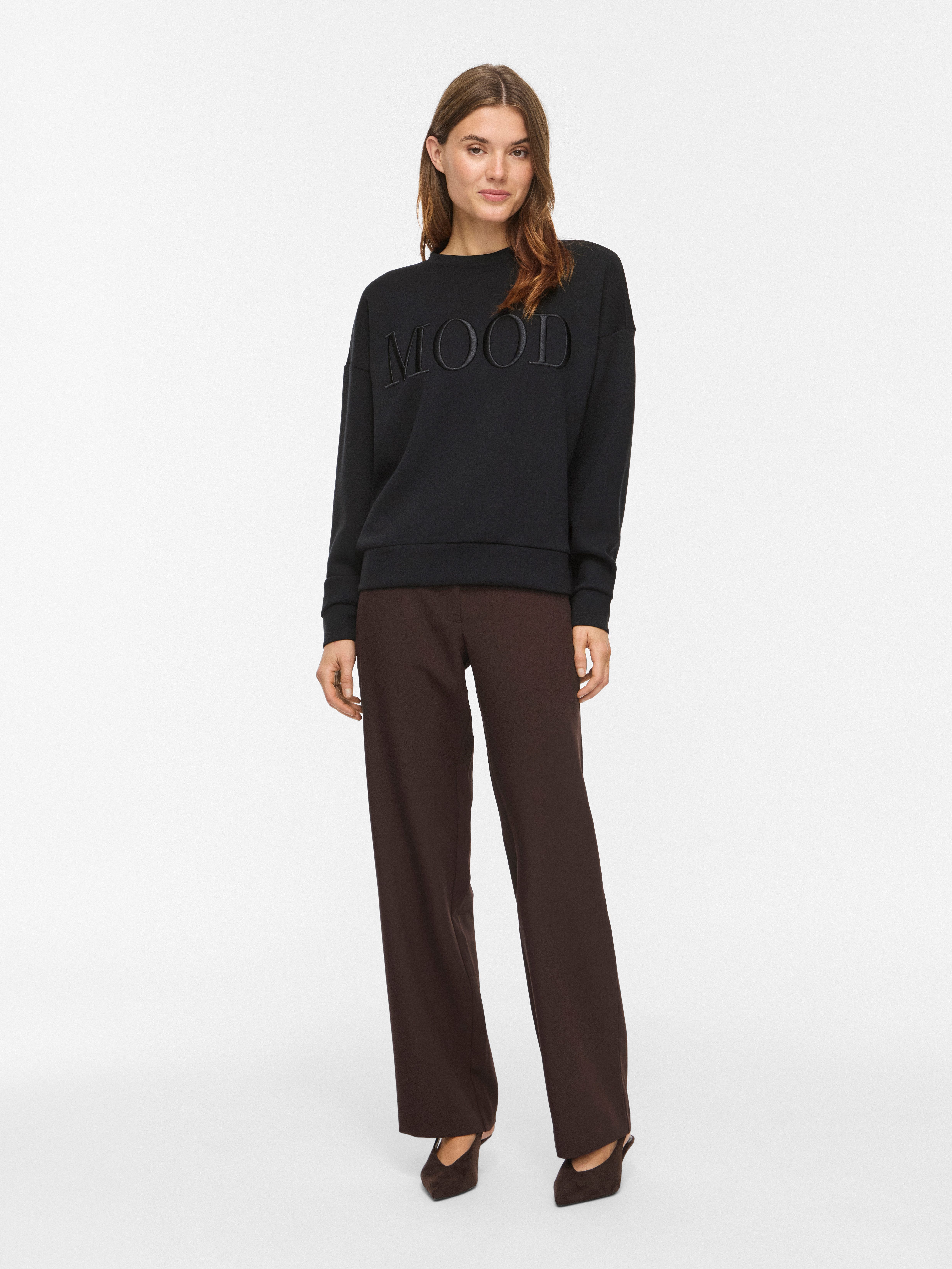Vila Sweater VIREFLECT MOOD EMB L/S SWEAT TOP/R/3 Materialmix, loose fit – Bild 4 von 5