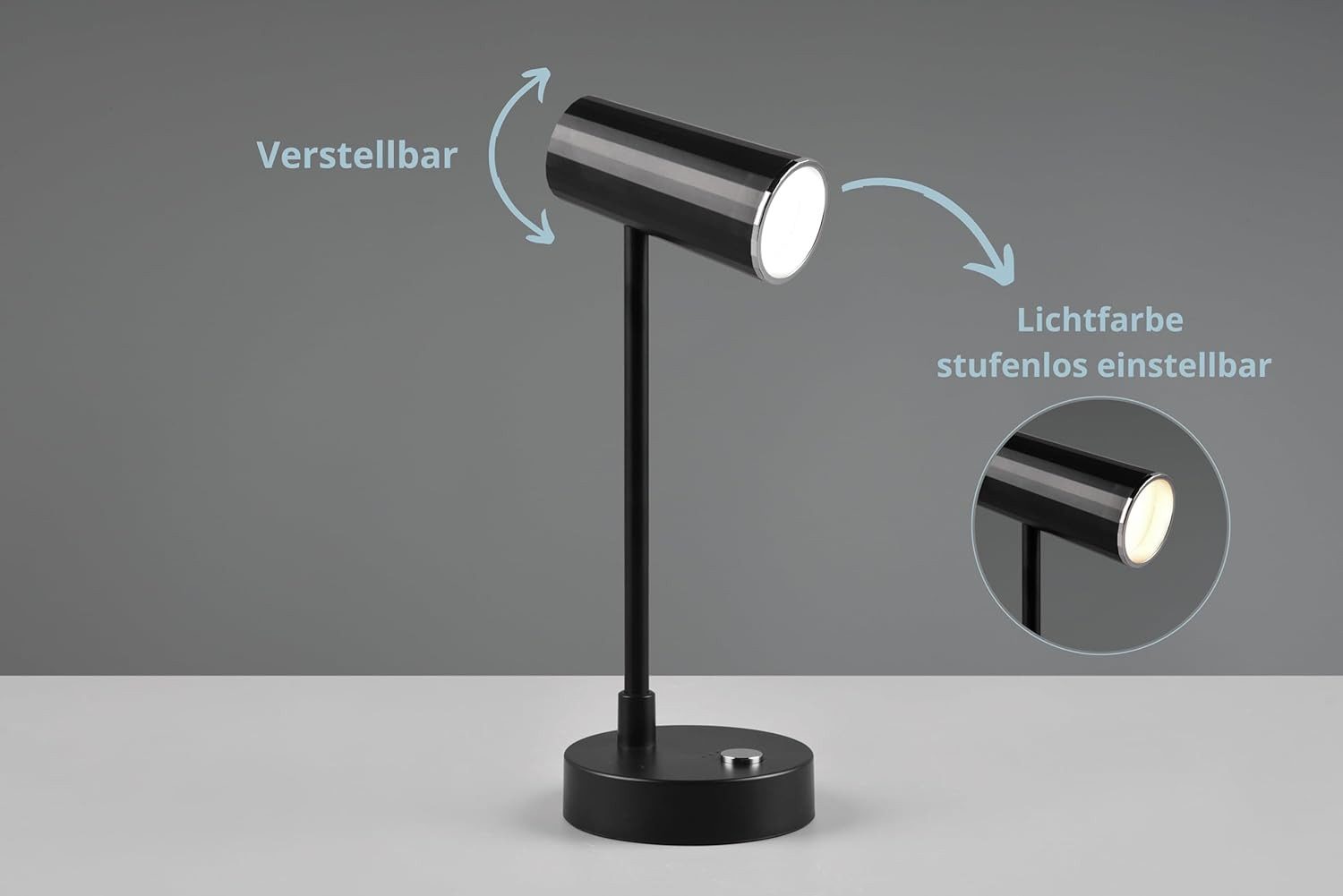 lightling LED Tischleuchte Lendi, LED fest integriert, Tageslichtweiß, Lichtfarbe einstellbar, Akkubetrieb, Sensordimmer, USB-C
