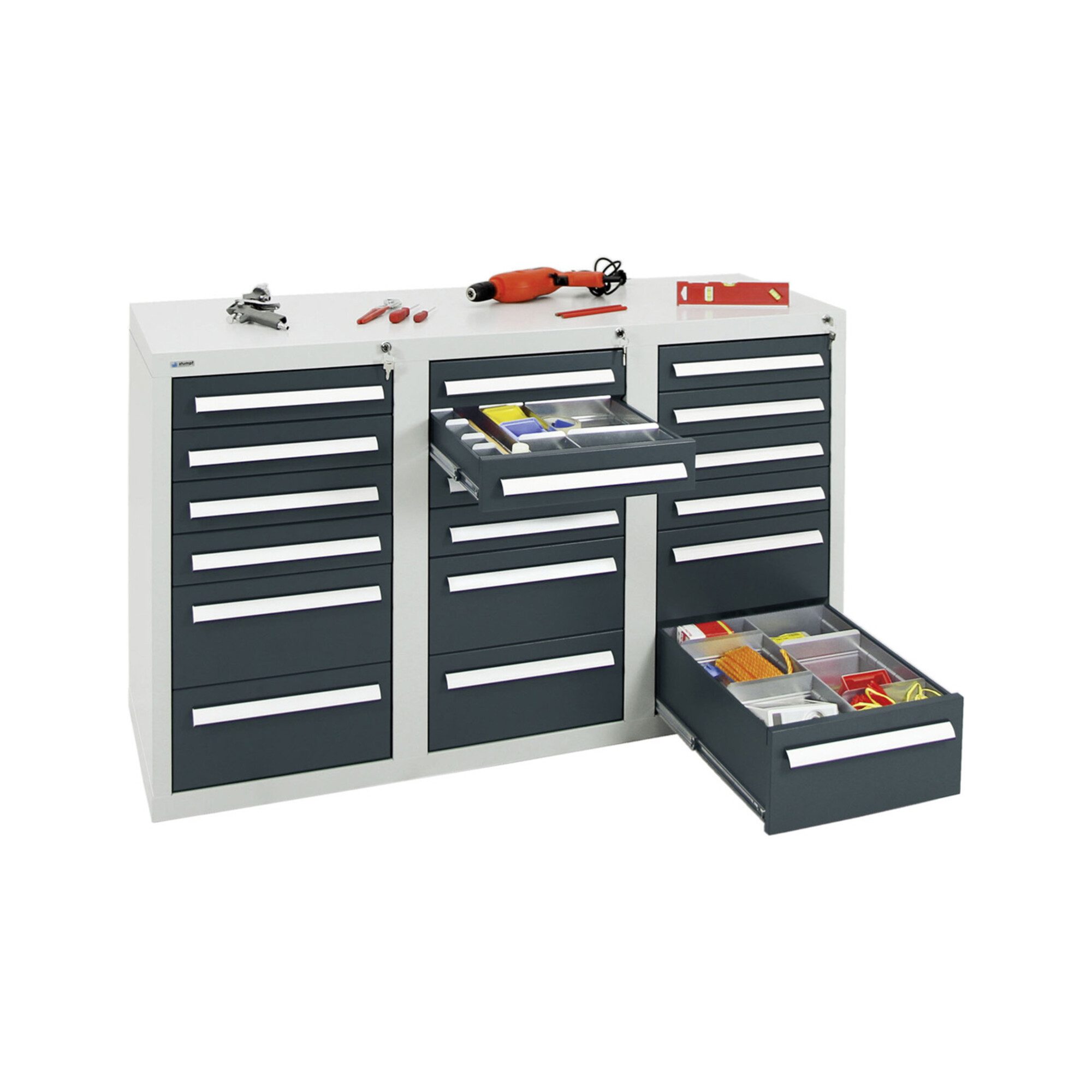 Stumpf Metall GmbH Werkzeugschrank Stumpf Schubladenschrank Serie T-100/35-1, RAL 7035/7016