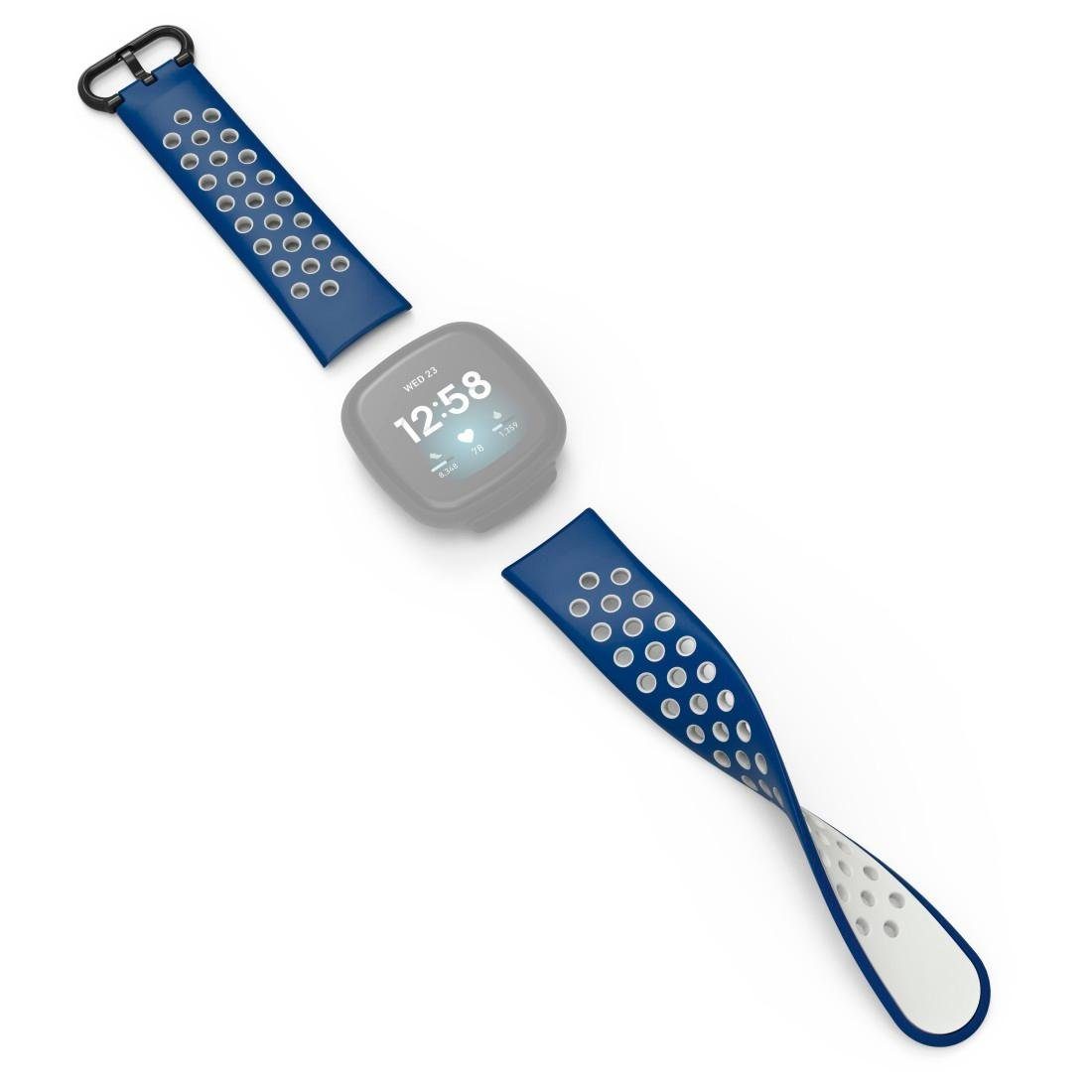 Versa cm cm/21 Fitbit dunkelblau Ersatzarmband Silikon, Smartwatch-Armband Hama (2), 22 3/4/Sense für