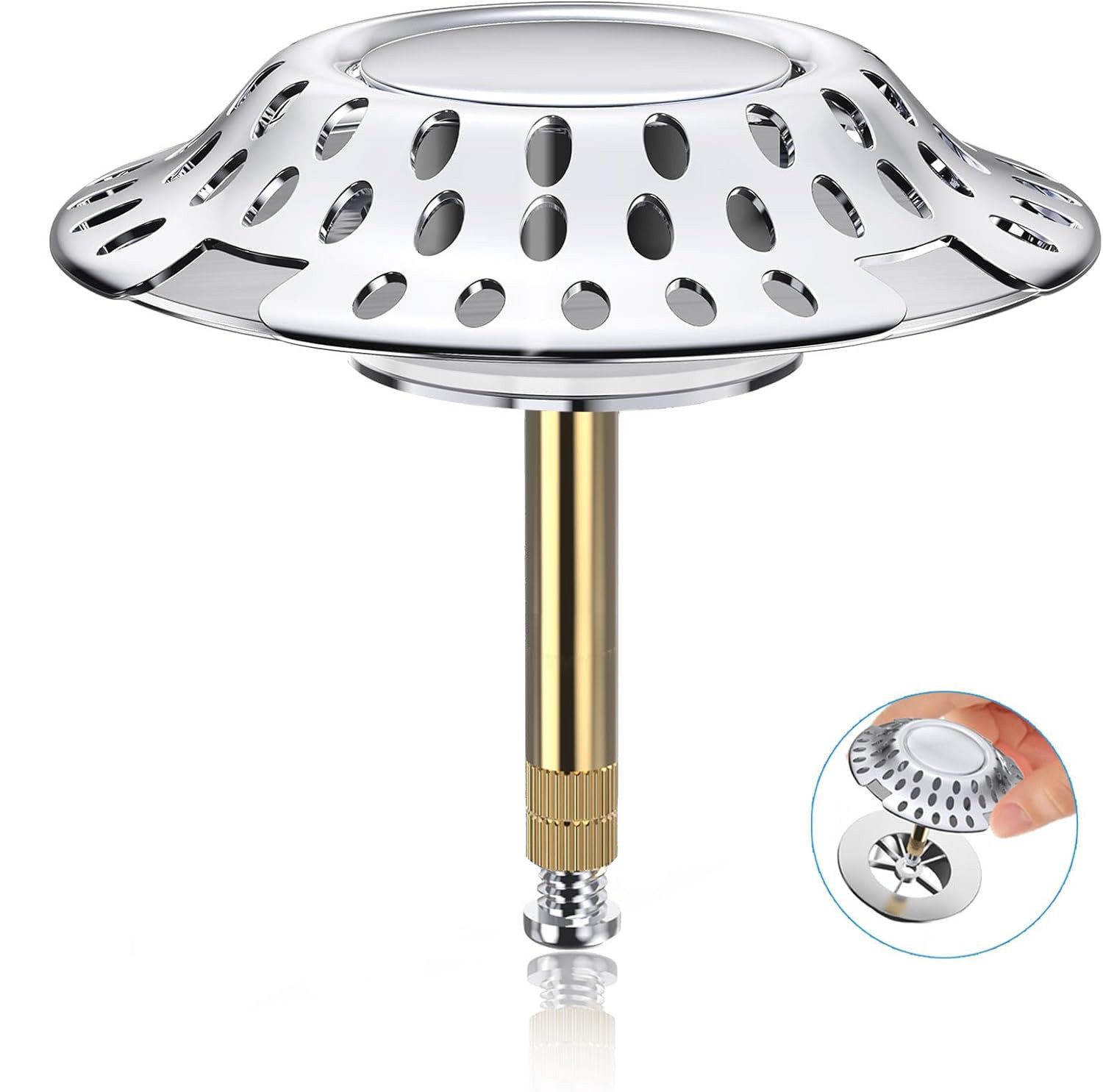 Badewannenstöpsel 2-in-1 mit Haarsieb und Abflusssieb für die Badewanne
