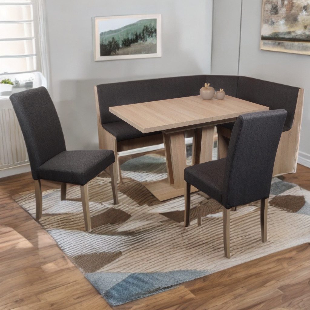 Stolebaenk Eckbankgruppe Duisburg VADUSO, (Eckbank Set, 1 x Eckbank, 1 x Tisch, 2 x Stuhl), Tisch mit Synchronauszug
