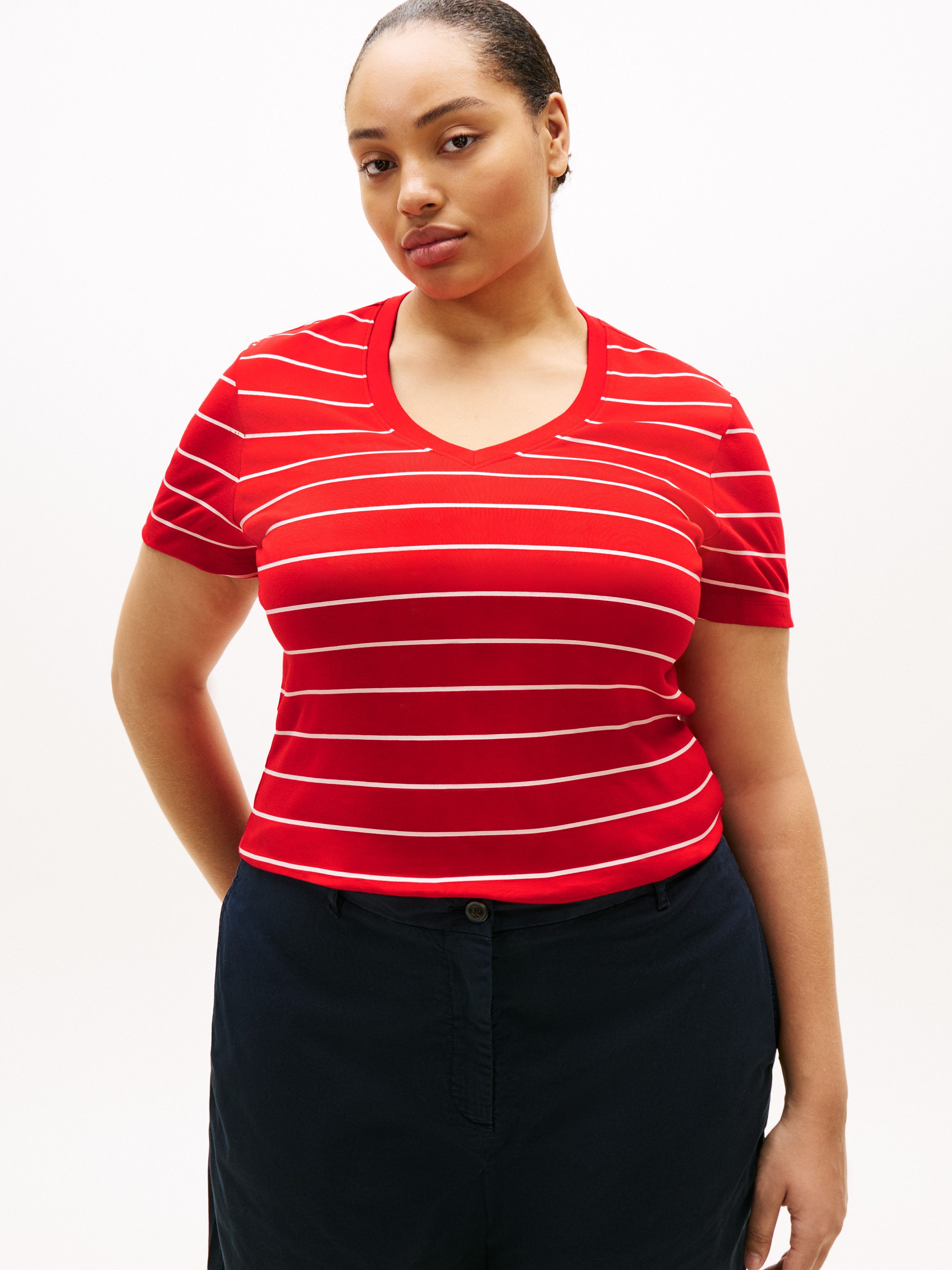 Tommy Hilfiger Curve V-Shirt CRV SLIM CODY V-NK SS in großen Größen