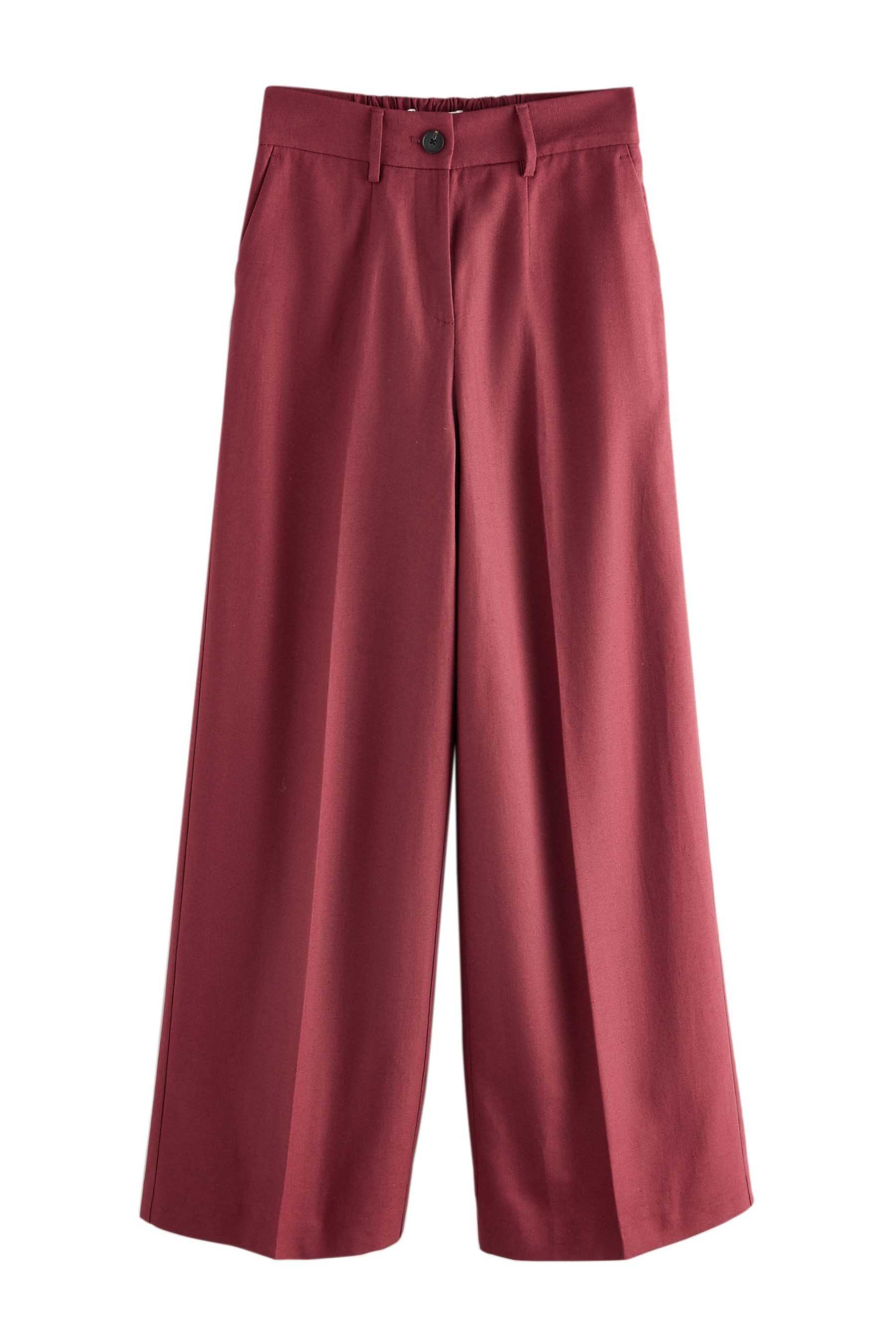 Palazzohose Hose mit weitem Bein und Leinen, Kurzgröße