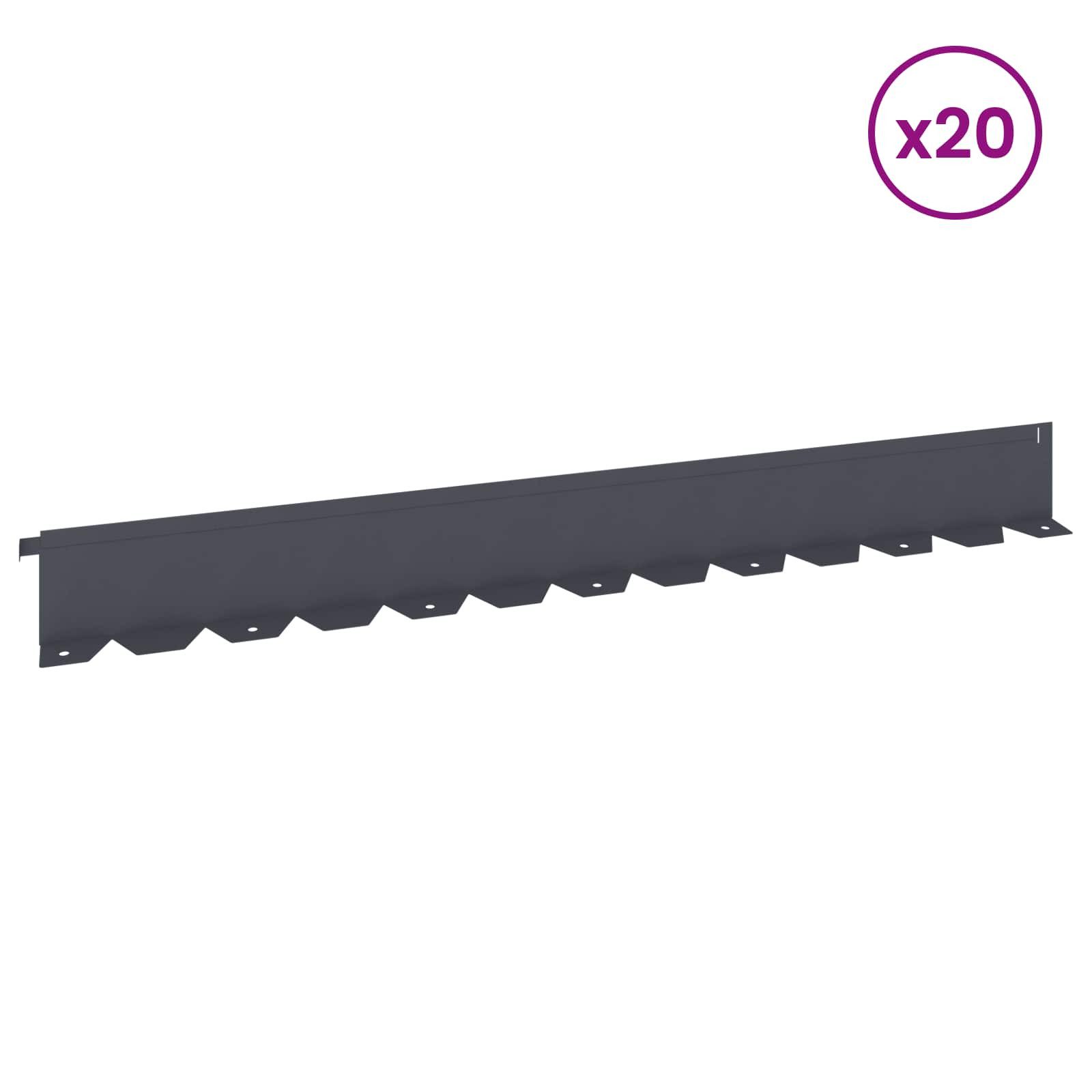 vidaXL Beetumrandung Raseneinfassung 20 Stk. 102 x 10 x 4 cm Stahl Anthrazit