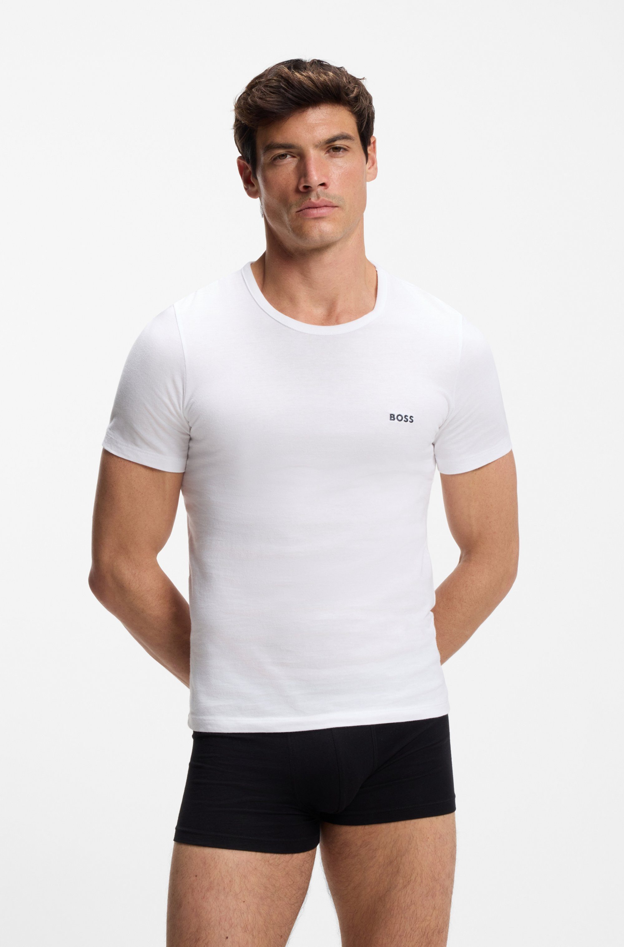 BOSS T-Shirt TShirtRN 3P Classic (Packung, 3-tlg) mit BOSS Stickerei günstig online kaufen