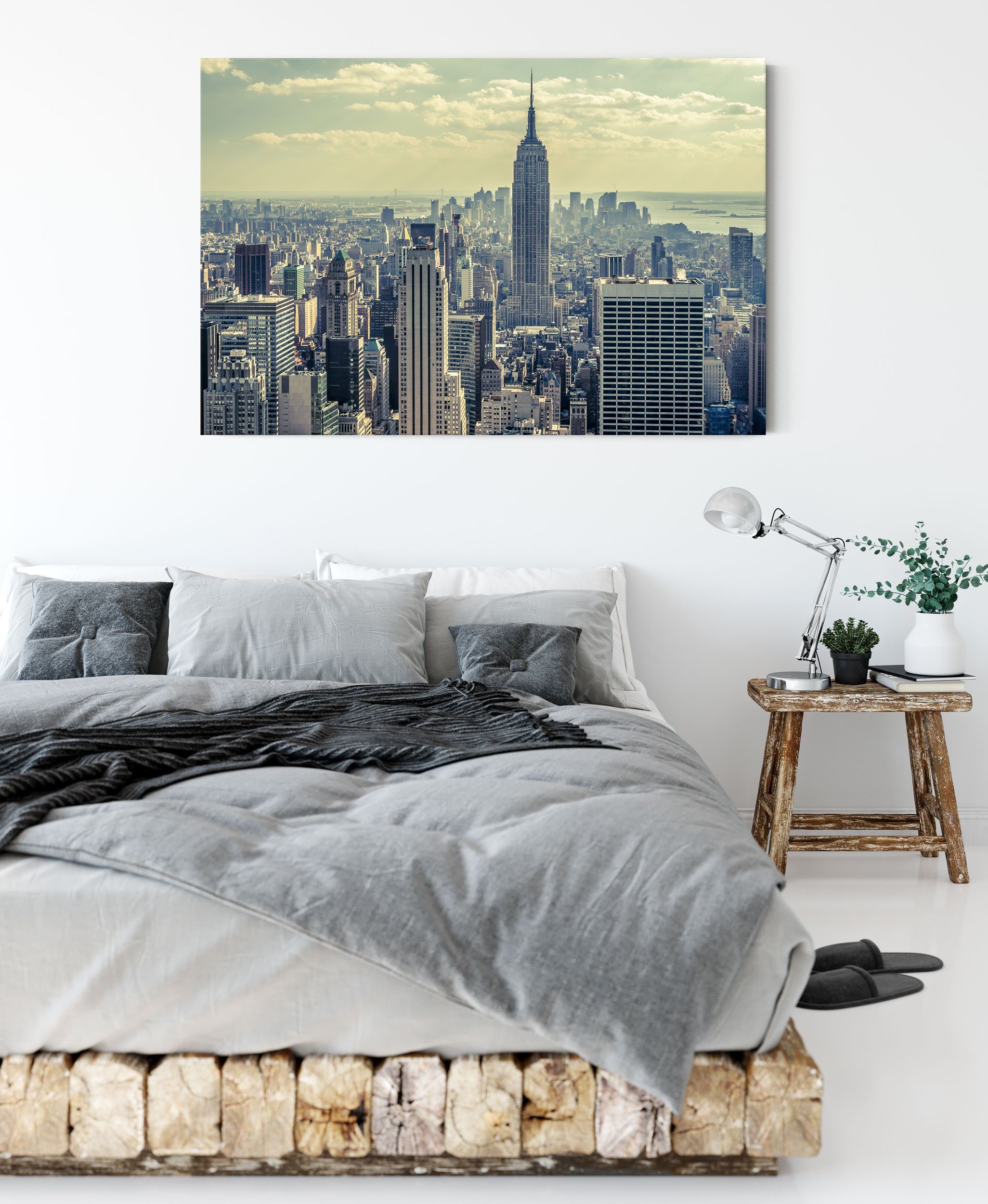 York (1 York fertig New inkl. New Leinwandbild Manhattan, Manhattan bespannt, Pixxprint St), Leinwandbild Zackenaufhänger