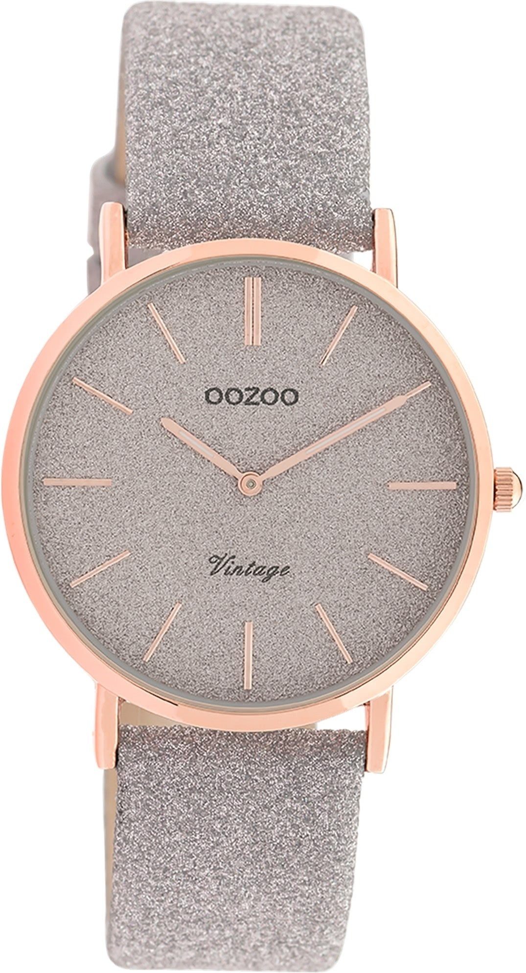 Quarzuhr Oozoo Damen Armbanduhr grau Analog