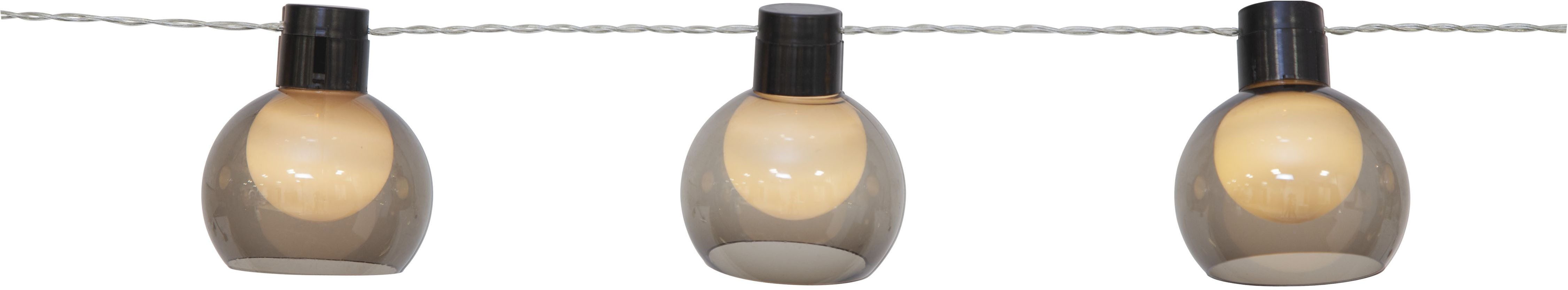 STAR TRADING LED-Lichterkette Smoky, 10-flammig, Ø 7 cm, ca. 2,7 m + 2 m Zuleitung, Kunststoff, Akku, outdoor