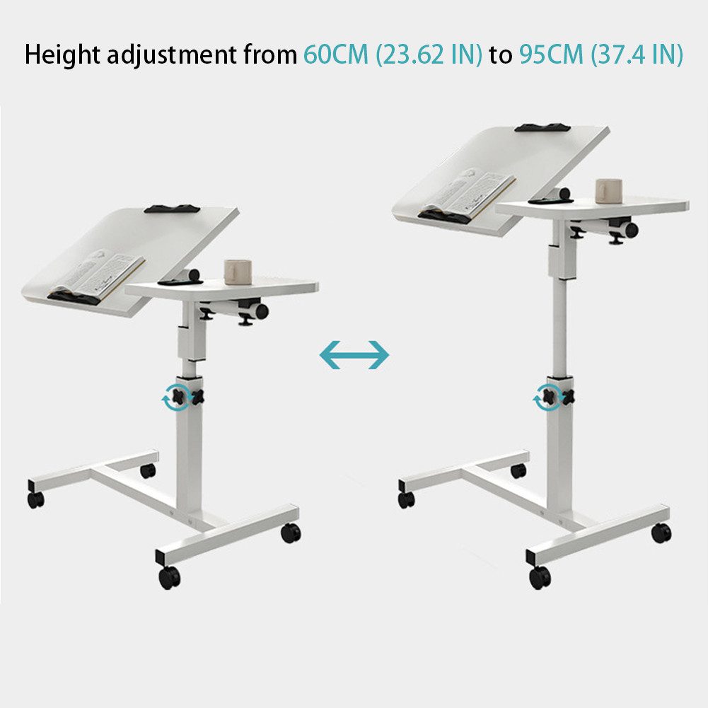 GarveeMore Beistelltisch Höhenverstellbar C-Form Laptoptisch Bett Sofa,mit Rollen, kippbarer Überbetttisch für Couch,Home Office,Krankenhaus
